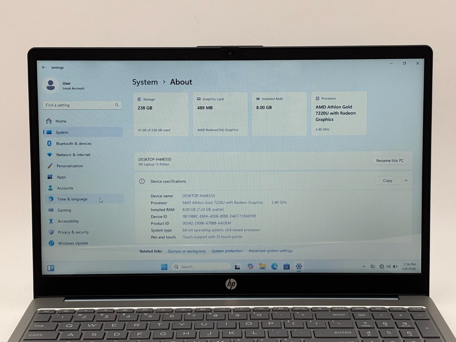 “HP Laptop 15-fd0082wm 15.6″” 128 GB SSD 4GB RAM Intel N200 (EBAY)”