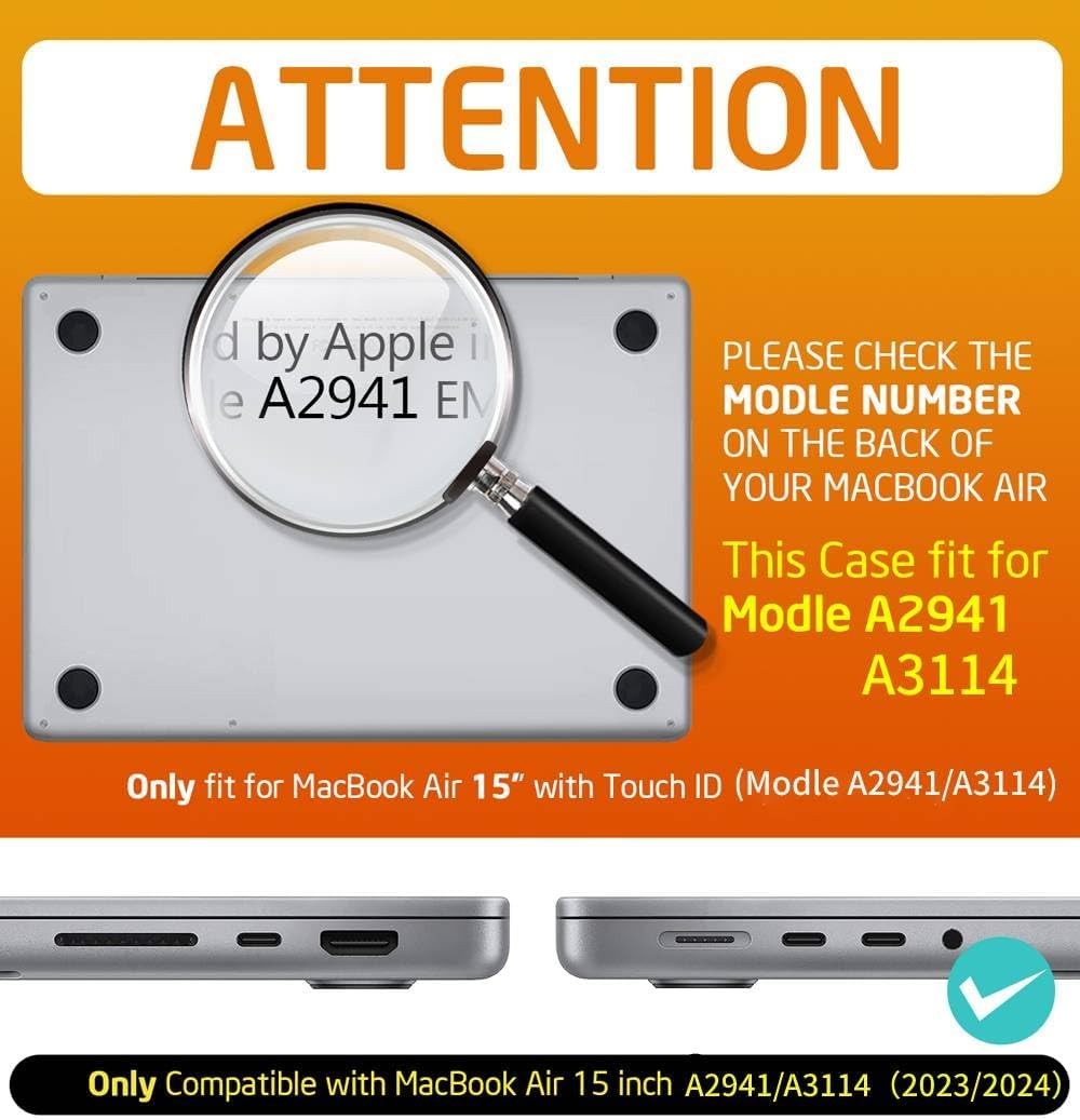 MacBook Air 15 Inch Case 2026/2025/2024/2023 Heavy Duty Shockproof Hard Shell Co
