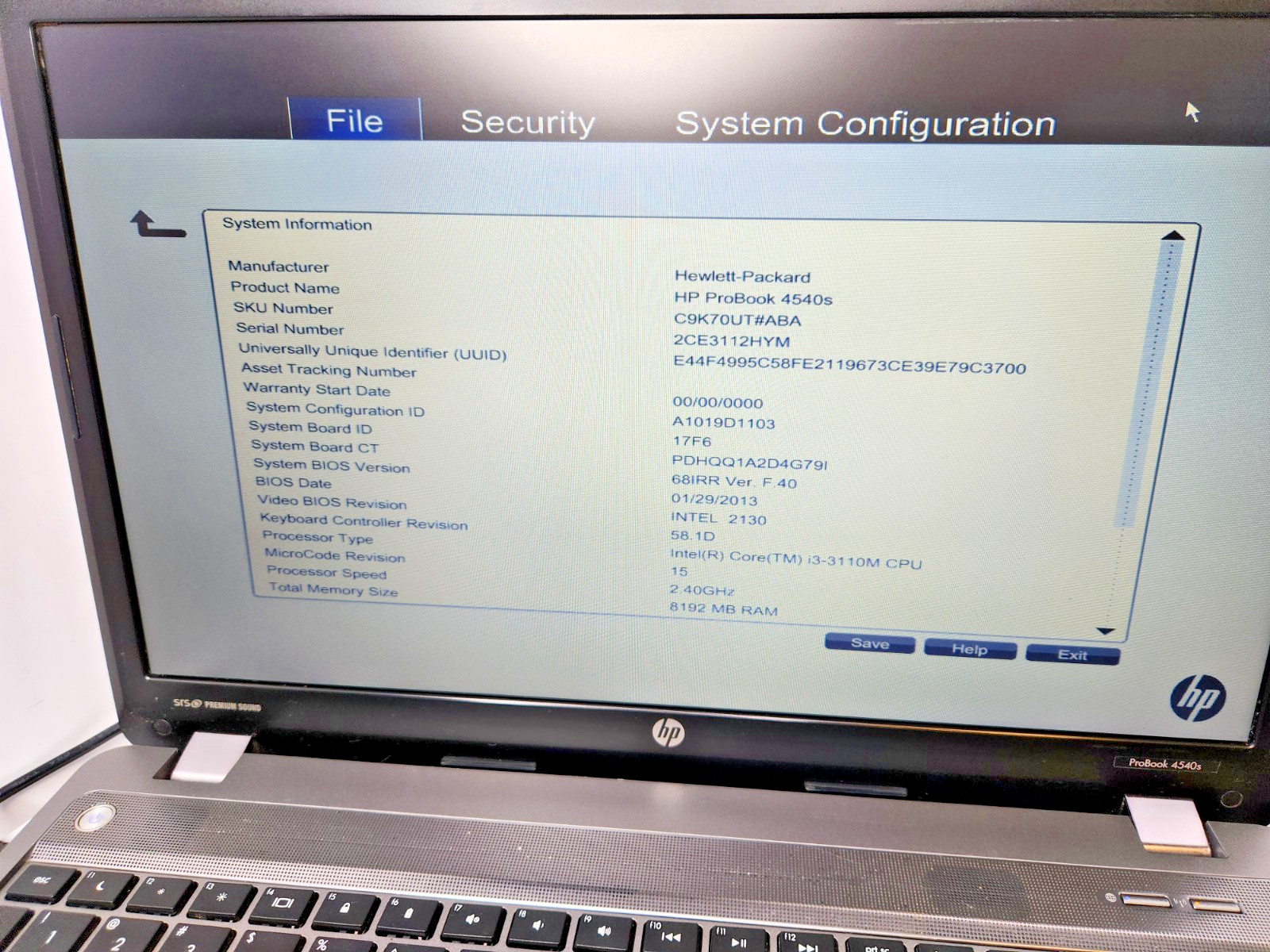 HP ProBook 4540s 15.6″ Laptop Intel i3-3110M 2.4Ghz 8GB Ram NO HDD