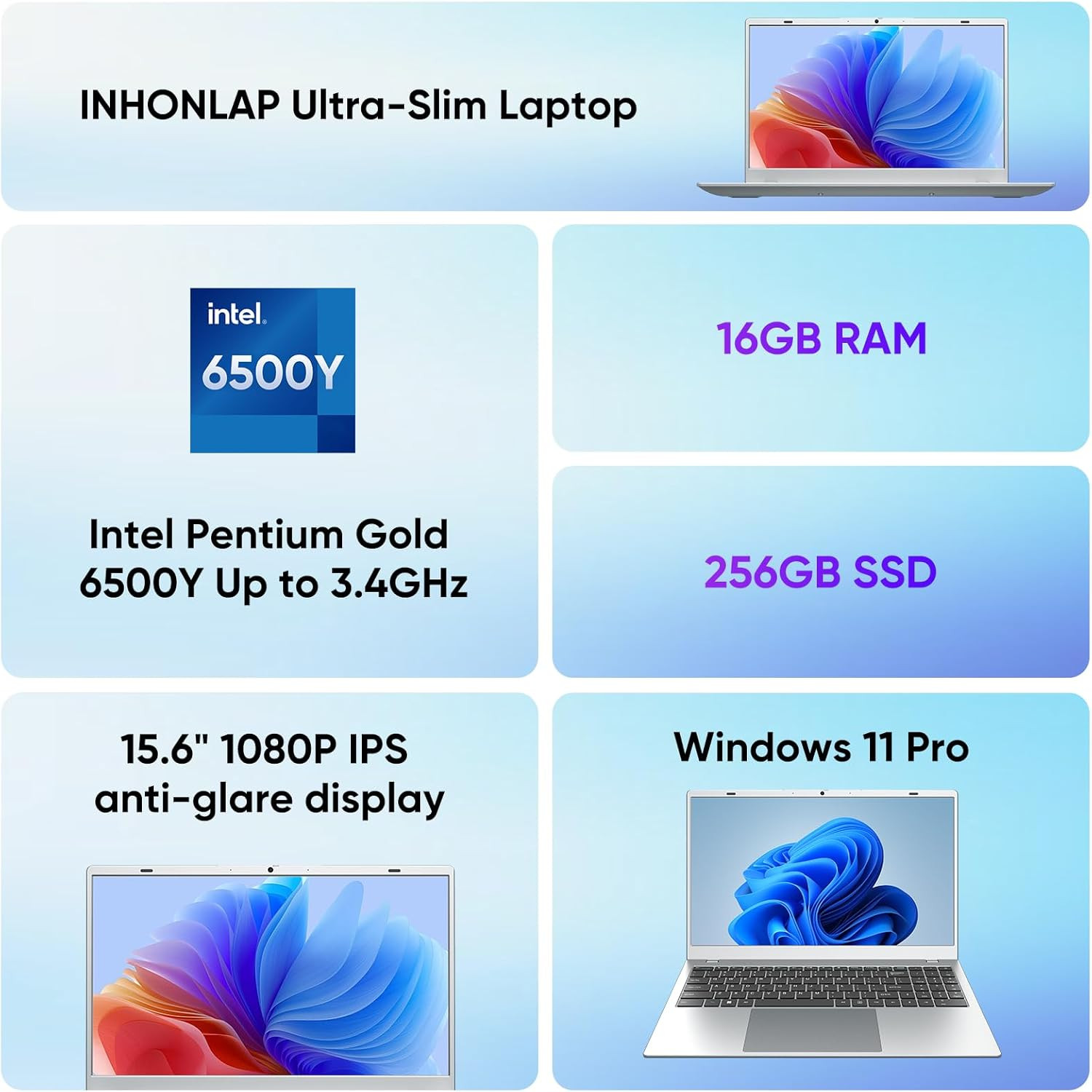 Laptop Computer, 15.6″ FHD IPS Display, Laptop for Student and Business, 16GB RA
