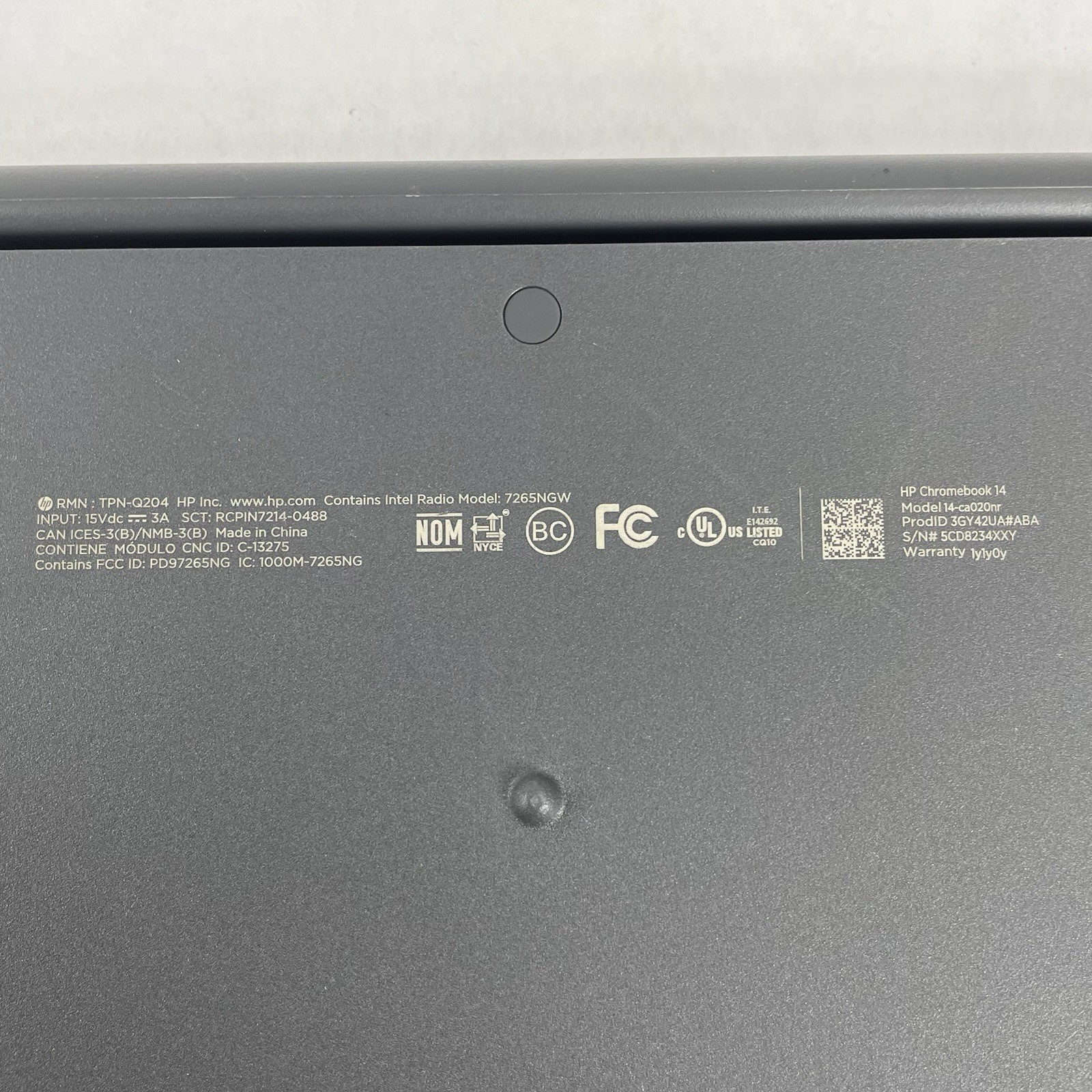 HP ChromeBook 14 14″ Celeron N3350 1.10 GHz 4 GB RAM 16 GB SSD No AC