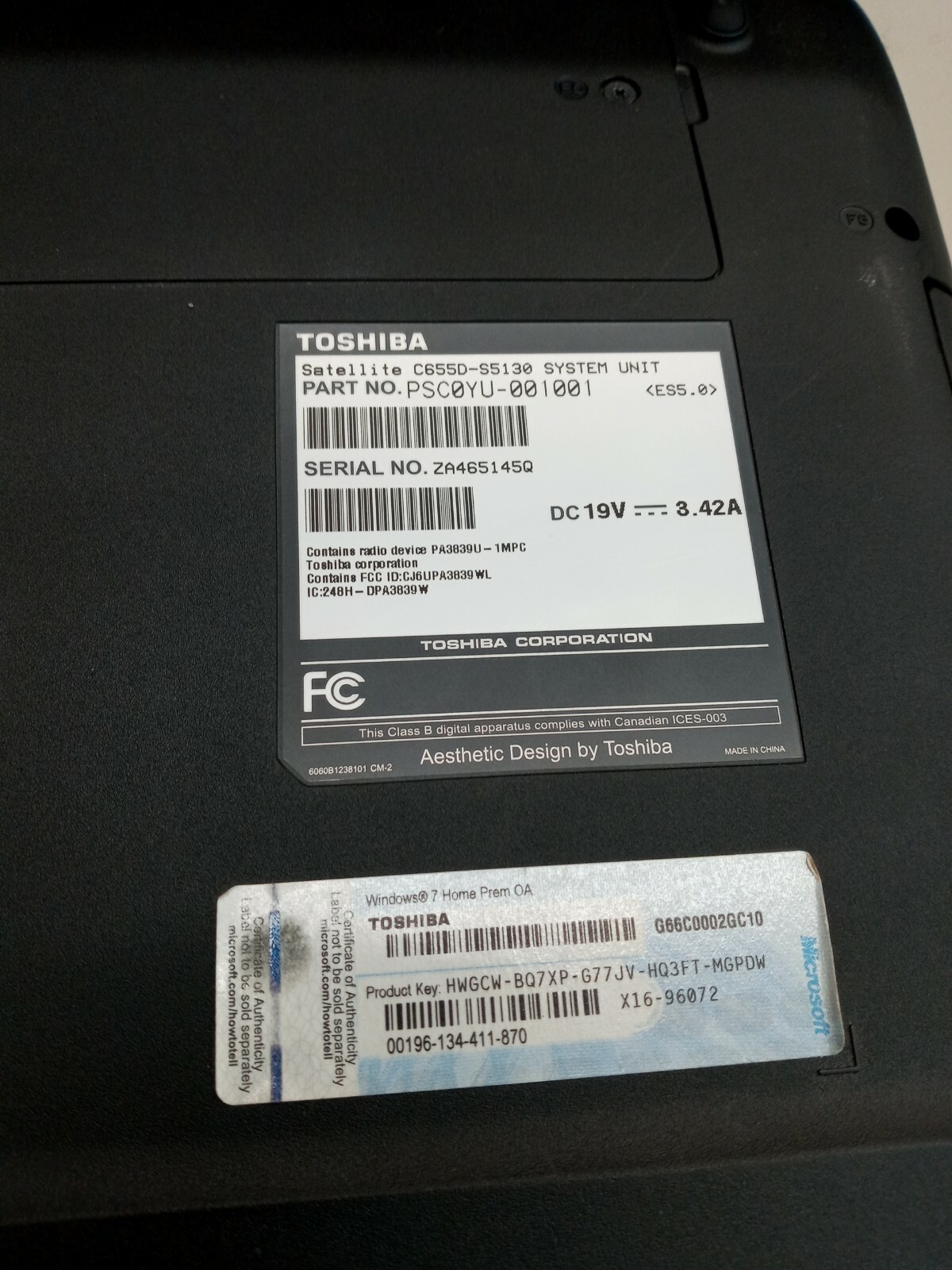 603 – Toshiba Satellite C655D-S5130 FOR PARTS / AS-IS