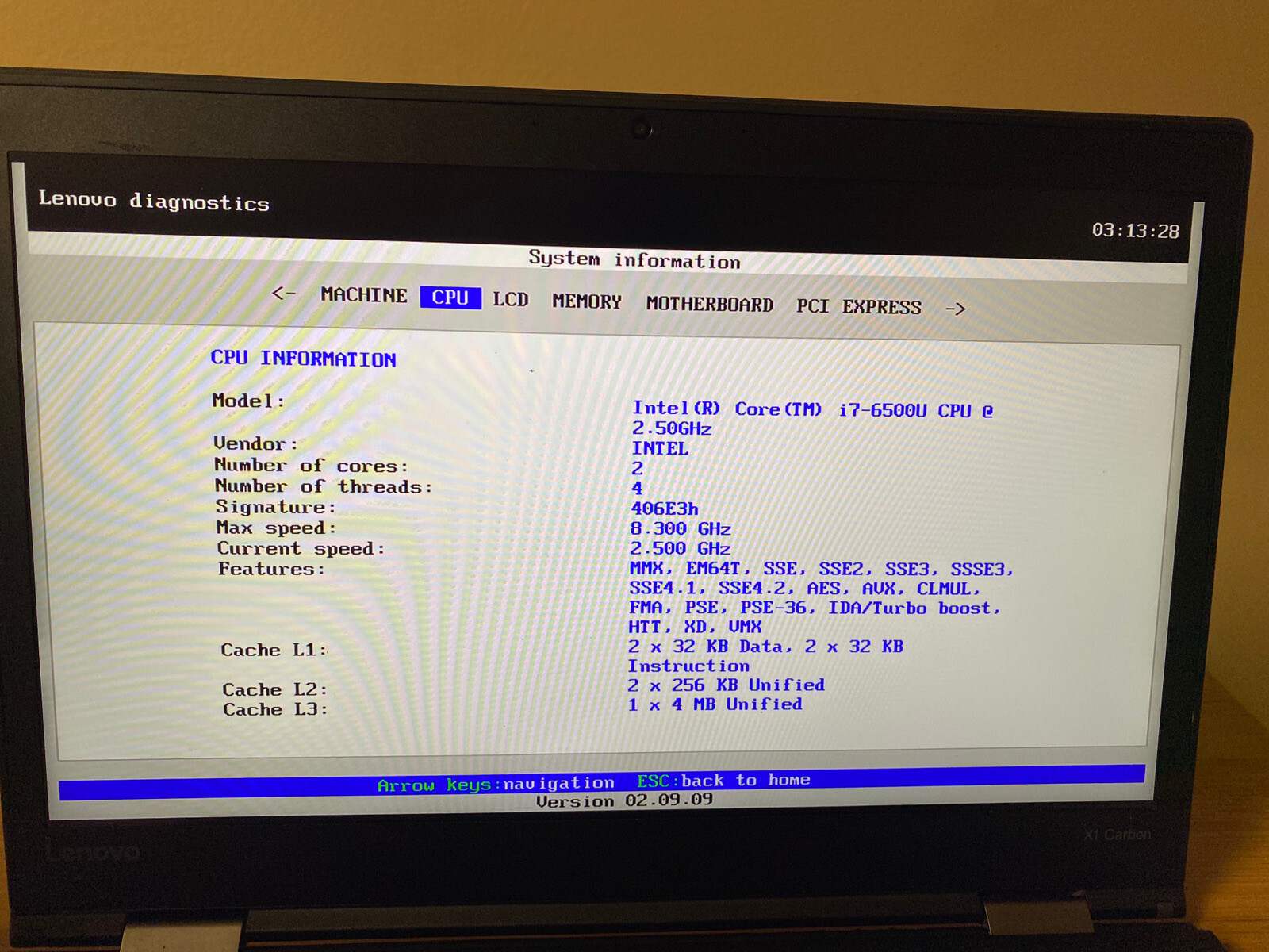 Lenovo ThinkPad X1 Carbon Intel Core i7-6500U 2.50GHZ 8GB RAM NO HD NO OS