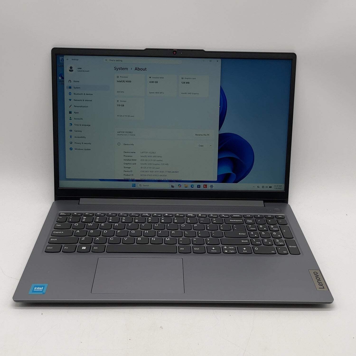 Lenovo IdeaPad Slim 3 15IAN8 15.6″ N100 800MHz 4GB RAM 128GB SSD