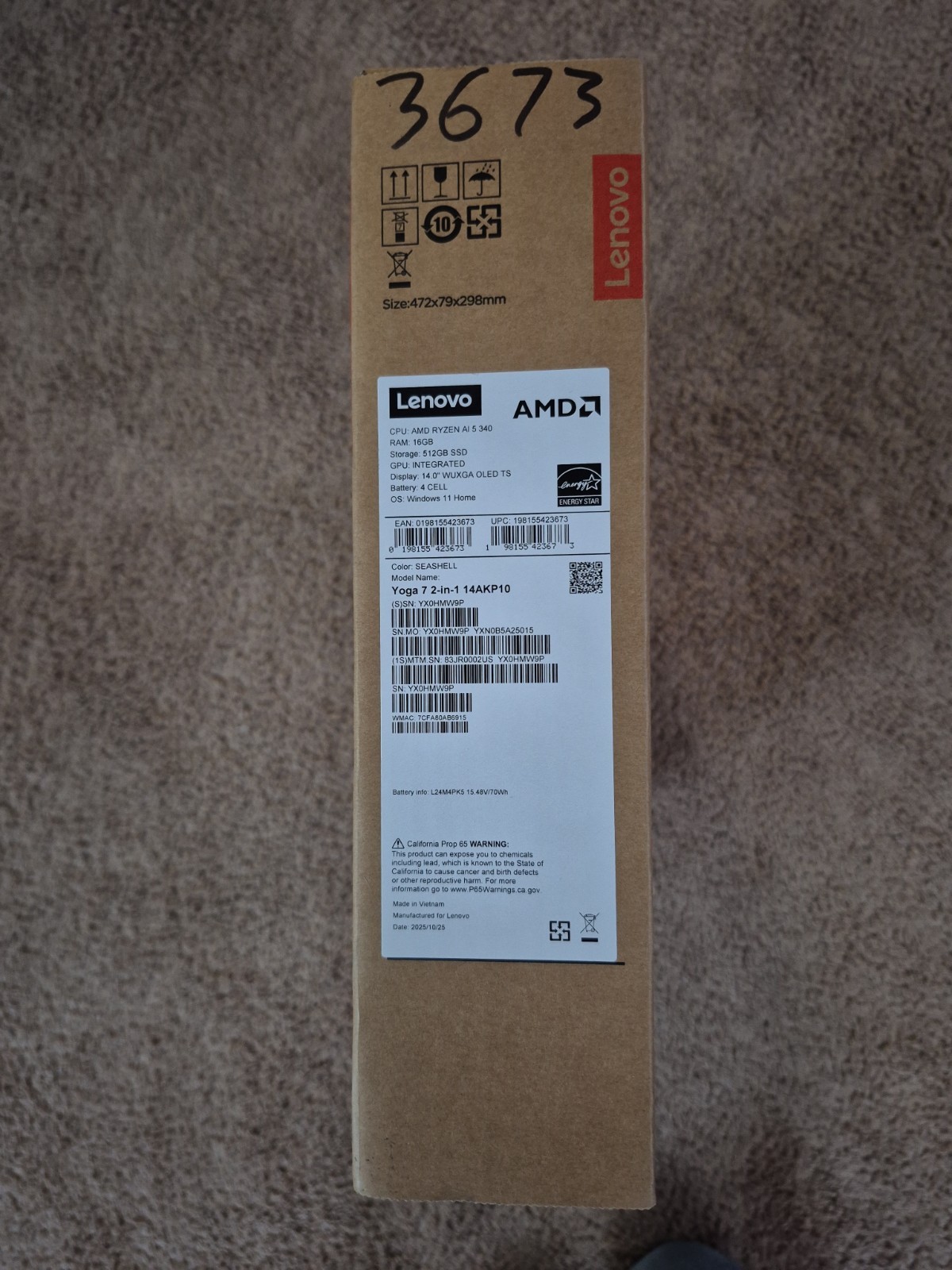 Lenovo Yoga 7 2-in-1 14″ 2K OLED Touch Laptop Ryzen AI 5 340 16GB 512GB