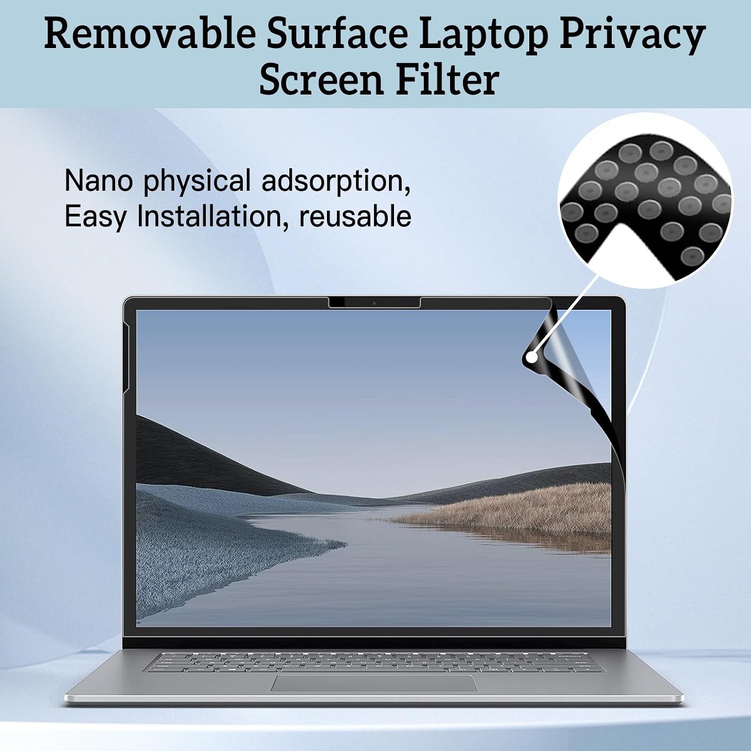 Screen Protector for Surface Laptop 13.8 inch, Removable Anti-Spy Anti-Glare