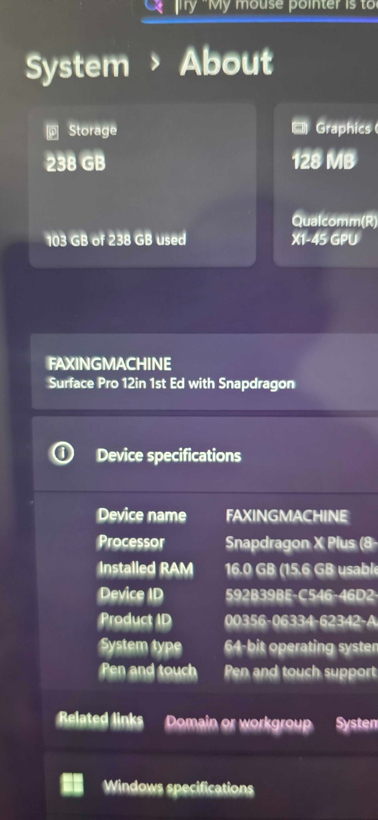 Microsoft – Surface Pro 11th – Snapdragon X Plus 8 Core – 16GB RAM – 256GB UFS