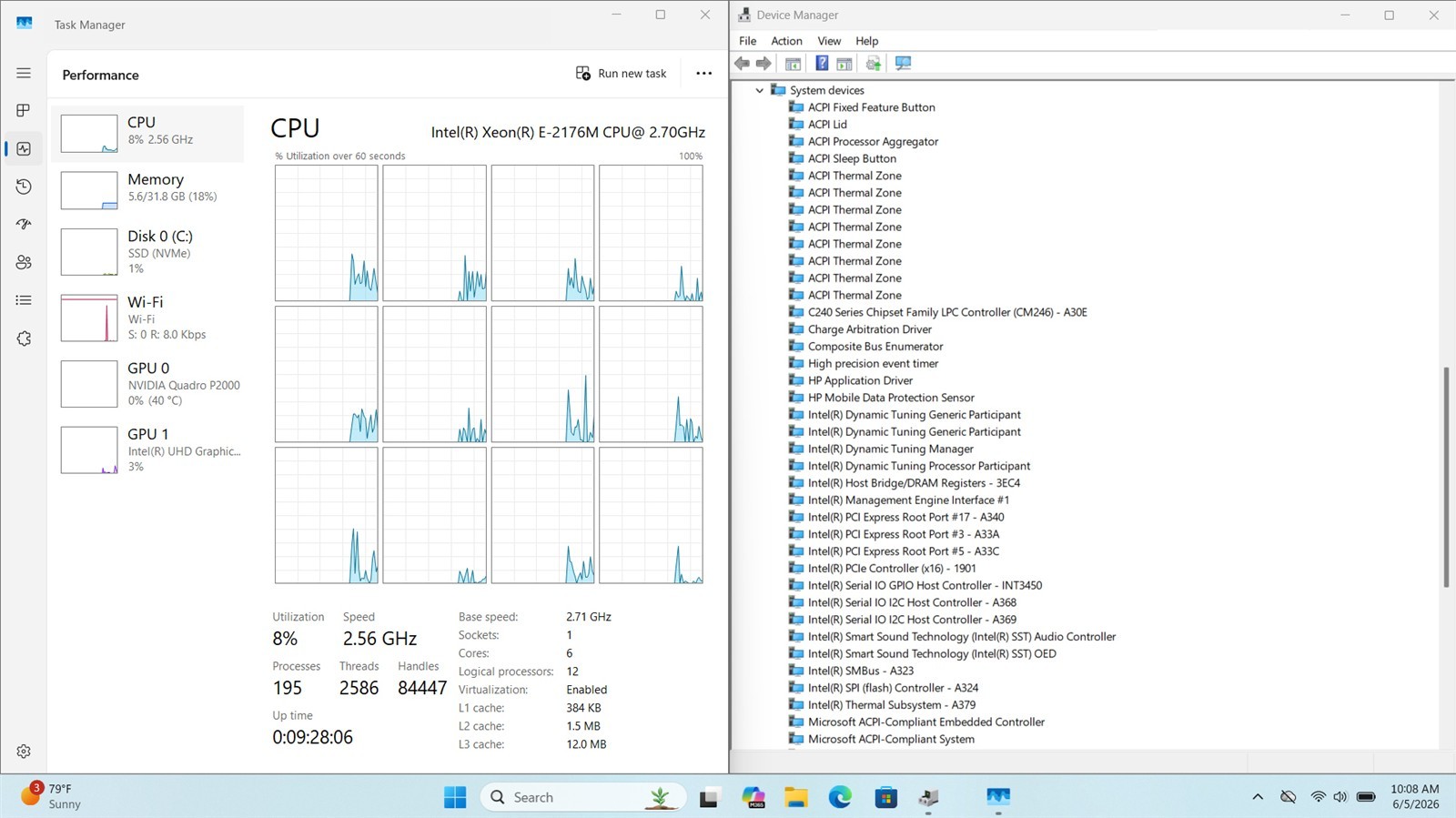 HP ZBook 15 G5 Workstation Xeon E-2176M 32GB 256GB NVMe Quadro P2000 W11Pro *A/C