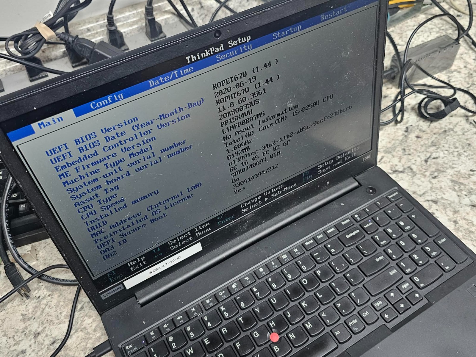 Clean Lenovo ThinkPad E580 15.6″ Laptop | i5-8250U 1.6GHz | 8GB | No HD OS/AC
