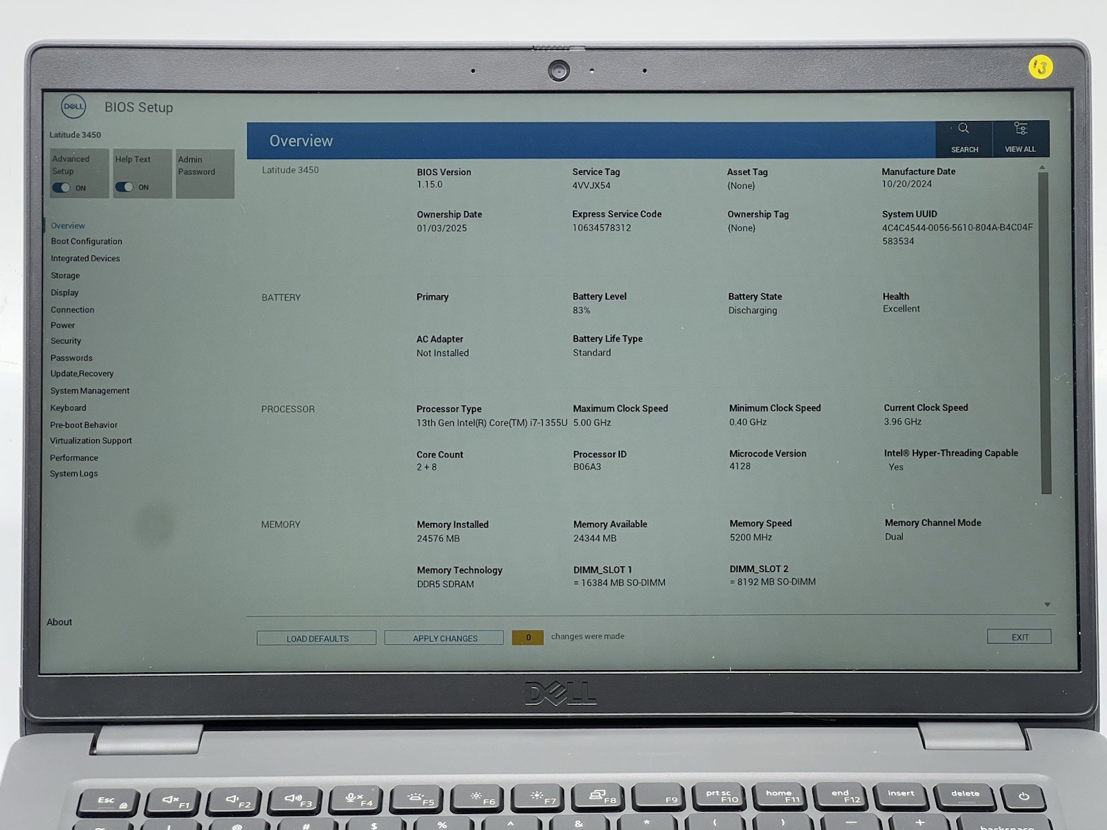 Dell Latitude 3450, i7-1355U, 4.35GHz, @24GB RAM, 256GB NVMe-No OS/Charger