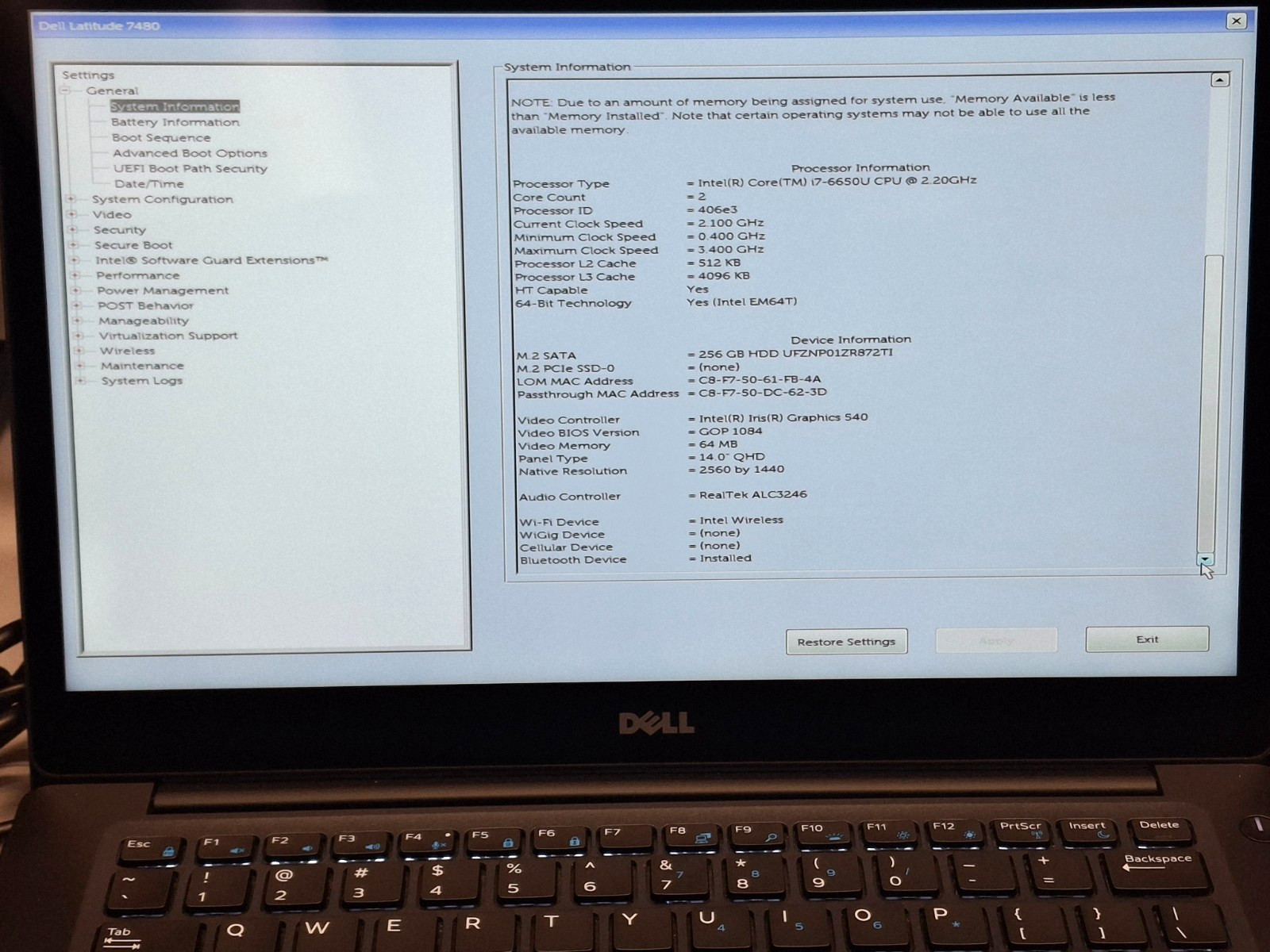 DELL LATITUDE 7480 i7-6650U 8GB RAM 256GB NVMe Wifi Webcam Touchscreen W10P W/AC