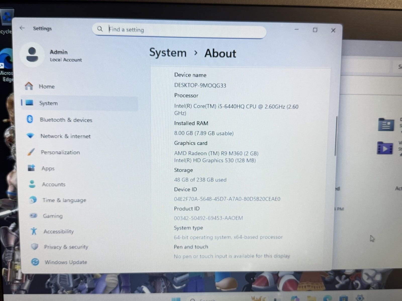 Dell Precision 3510, i5-6440HQ, 8 GB-256 GB SSD, AMD R9 M360 2GB Windows 11 Pro