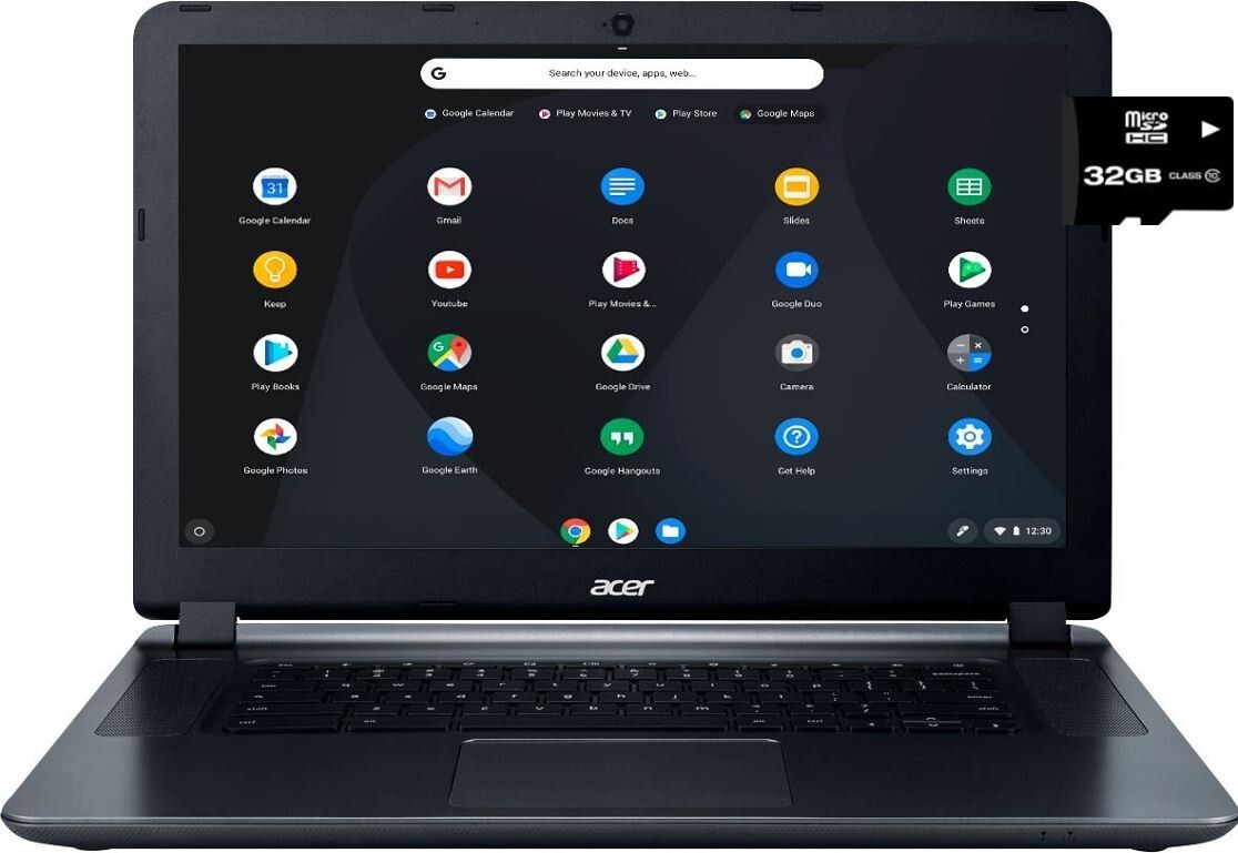 Acer 15.6″ HD Chromebook, Intel Celeron N3060 CPU, 4GB RAM, 48GB (16+32), Gray