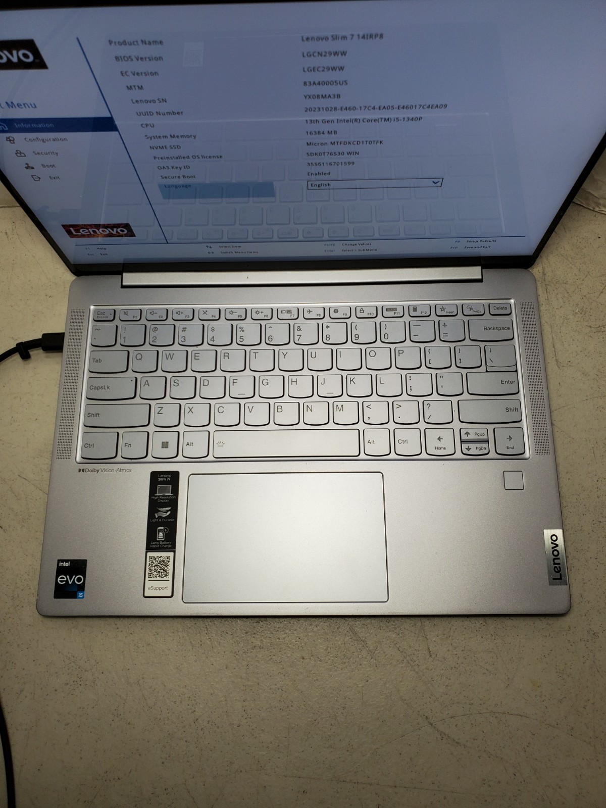 Lenovo Slim 7 14IRP8 Laptop Intel i7-1360p 16GB RAM 1TB SSD NO OS! #69