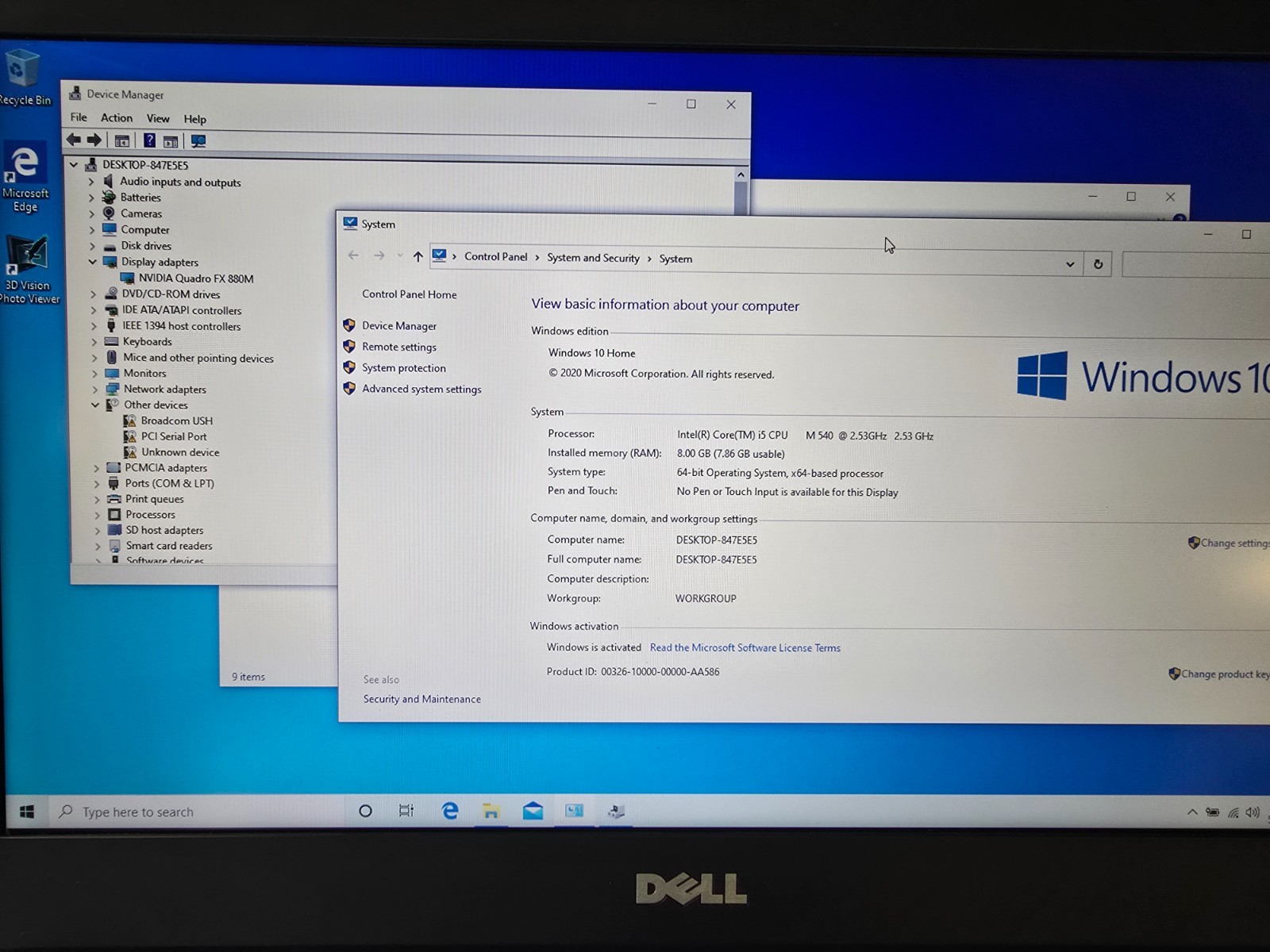 Dell Precision M4500 15″ Laptop Intel i5 8GB 320GB W10 FX880M