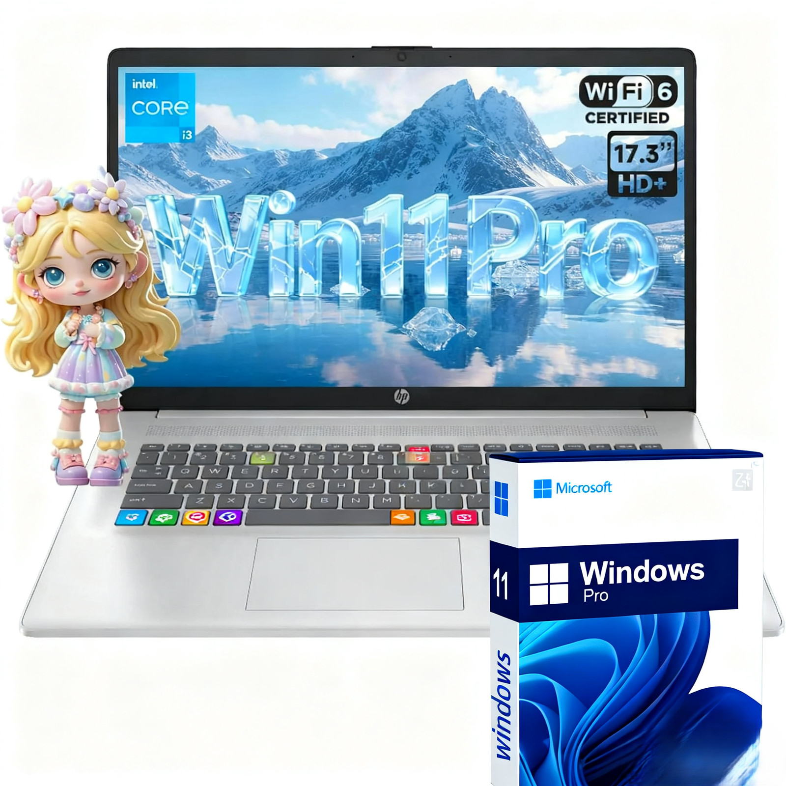 2025 HP Laptop Win11Pro Inter core i3 60 Hz 17.3″HD | 16GB RAM 1TB SSD