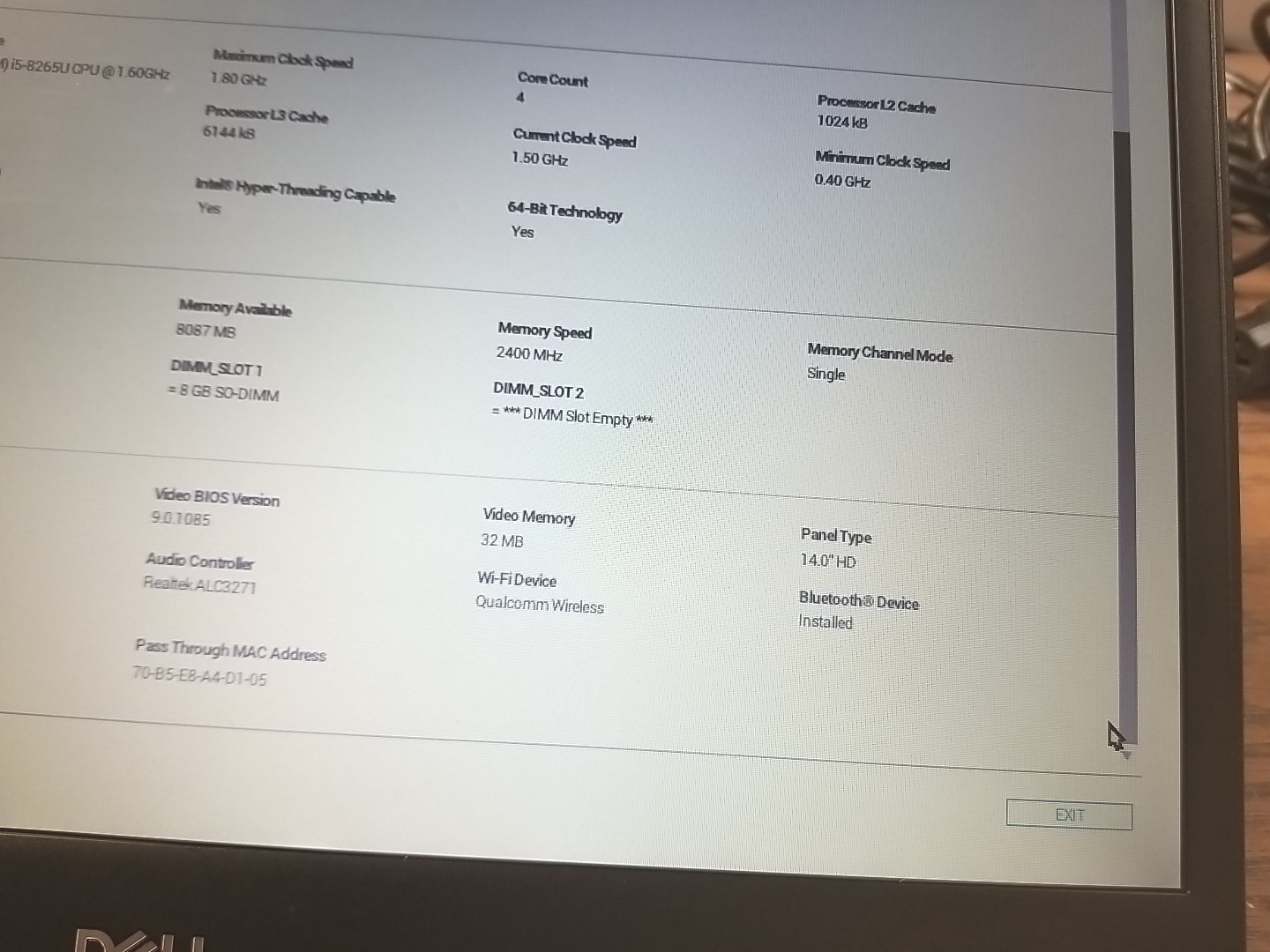 Dell Latitude 3400 14″ (i5-8265U 1.80GHZ, 8GB RAM – 256GB SSD