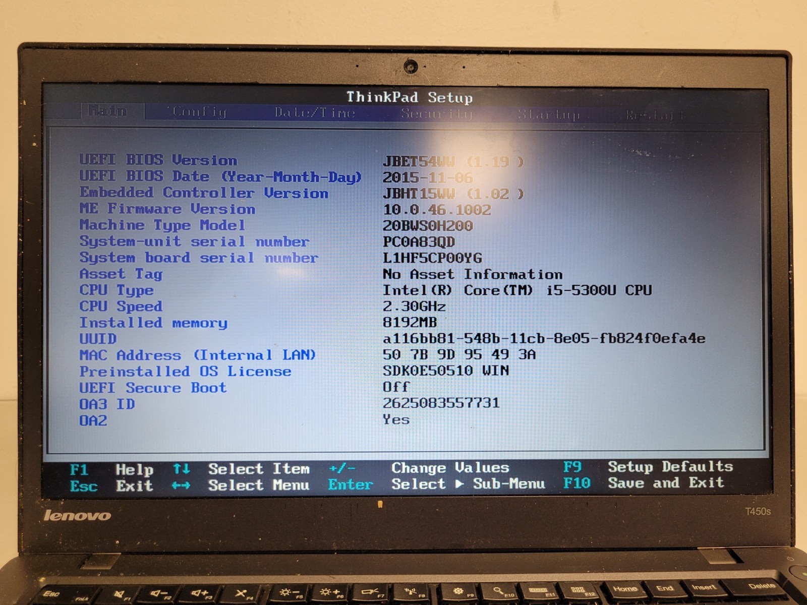 Lenovo ThinkPad T450s 14″ i5-5300u 2.3ghz 8gb ram 128gb ssd w11p USED PCOA83QD