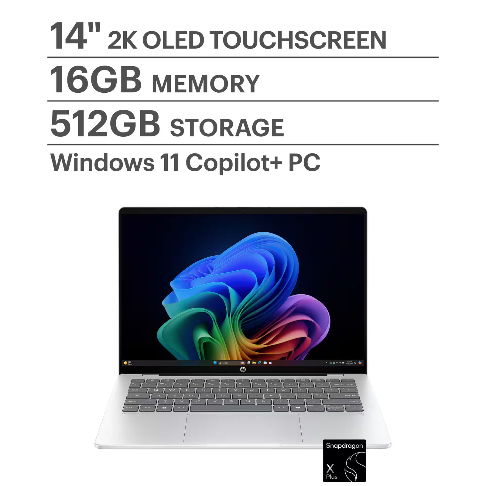 HP – OmniBook 5 – Copilot+ PC – 14″ 2K OLED Touch-Screen Laptop – Snapdragon …