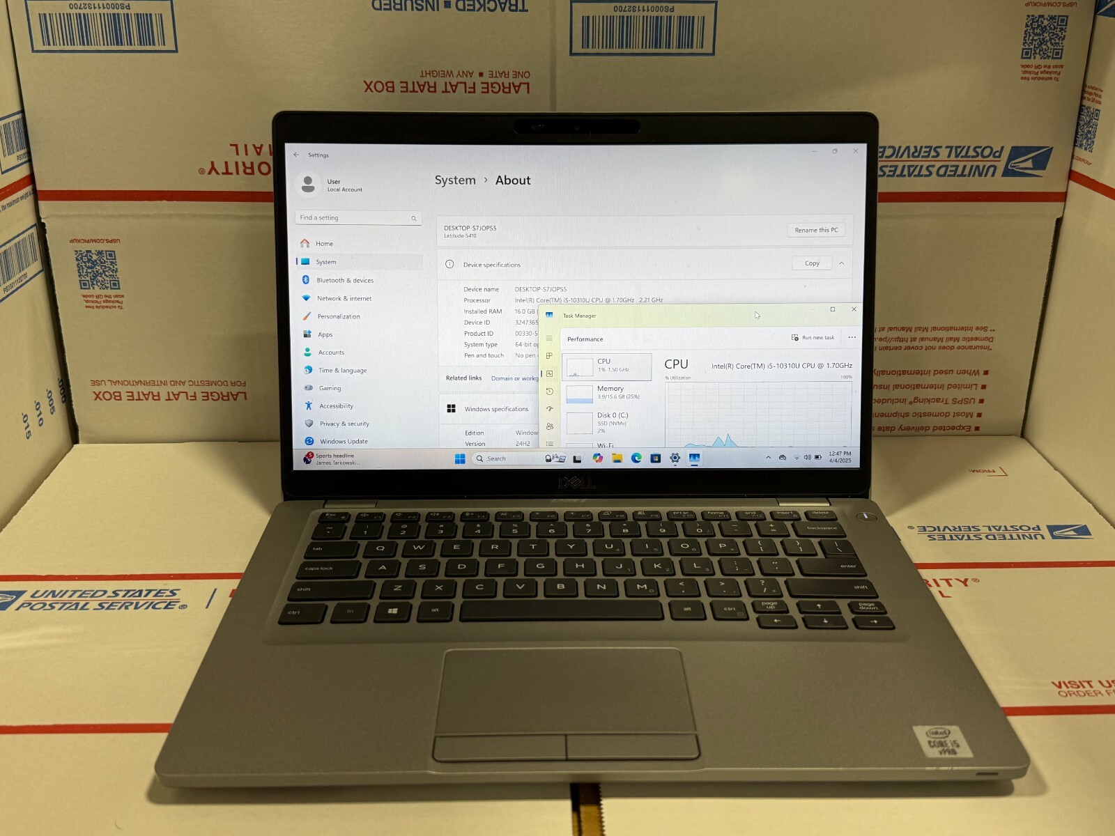 Dell Latitude 5410 Laptop Intel Core i5-10310U 1.7GHz 16GB RAM 256GB SSD W11P