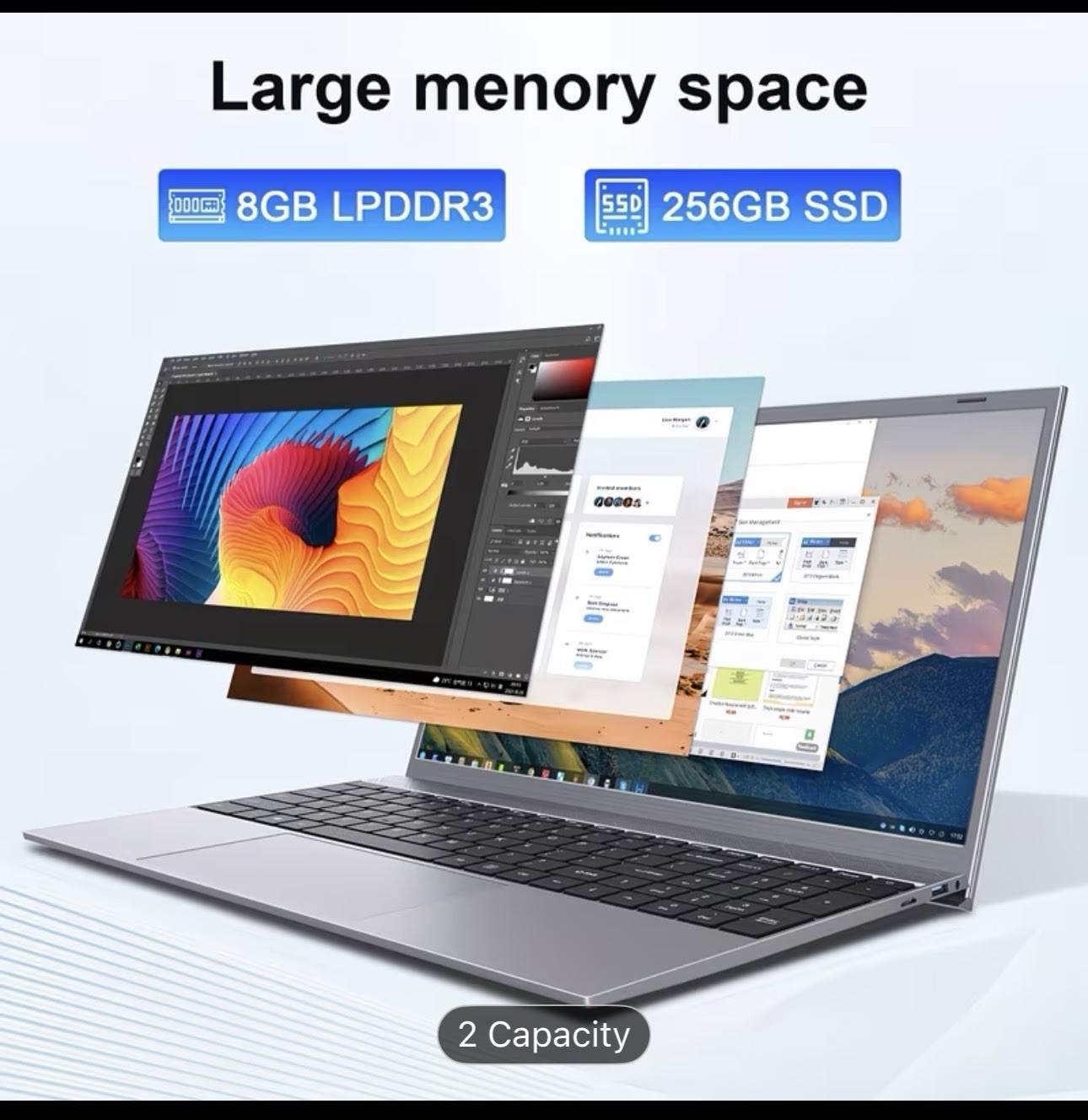 Intel Pentium J3710 15.6″ Laptop 8GB RAM 256GB SSD IPS FHD Stereo Speakers Wi-Fi
