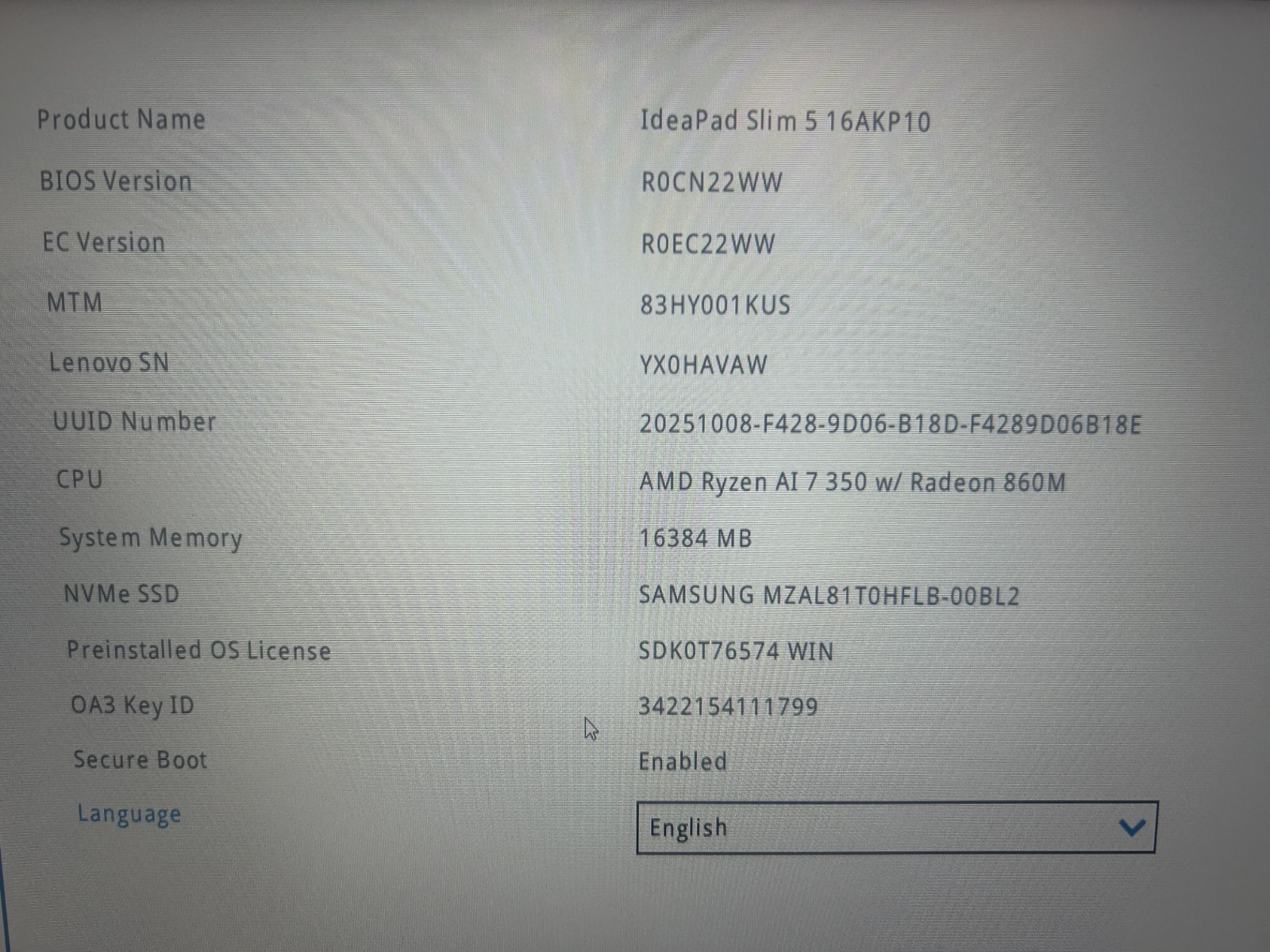 LENOVO IdeaPad Slim 5 AMD Ryzen AI 7 2.00 GHz 16GB RAM 1TB NVMe SSD TOUCH SCREEN