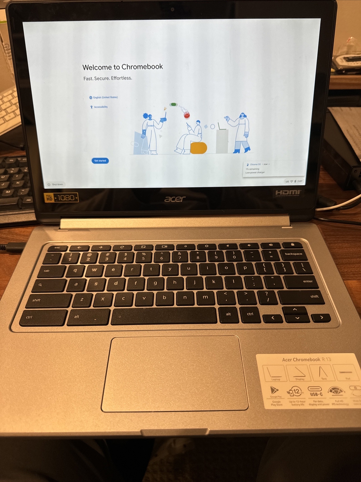 Acer Chromebook R13 CB5-312T 13.3″ 32GB Flash Quad-Core, 2.50 GHz With Power