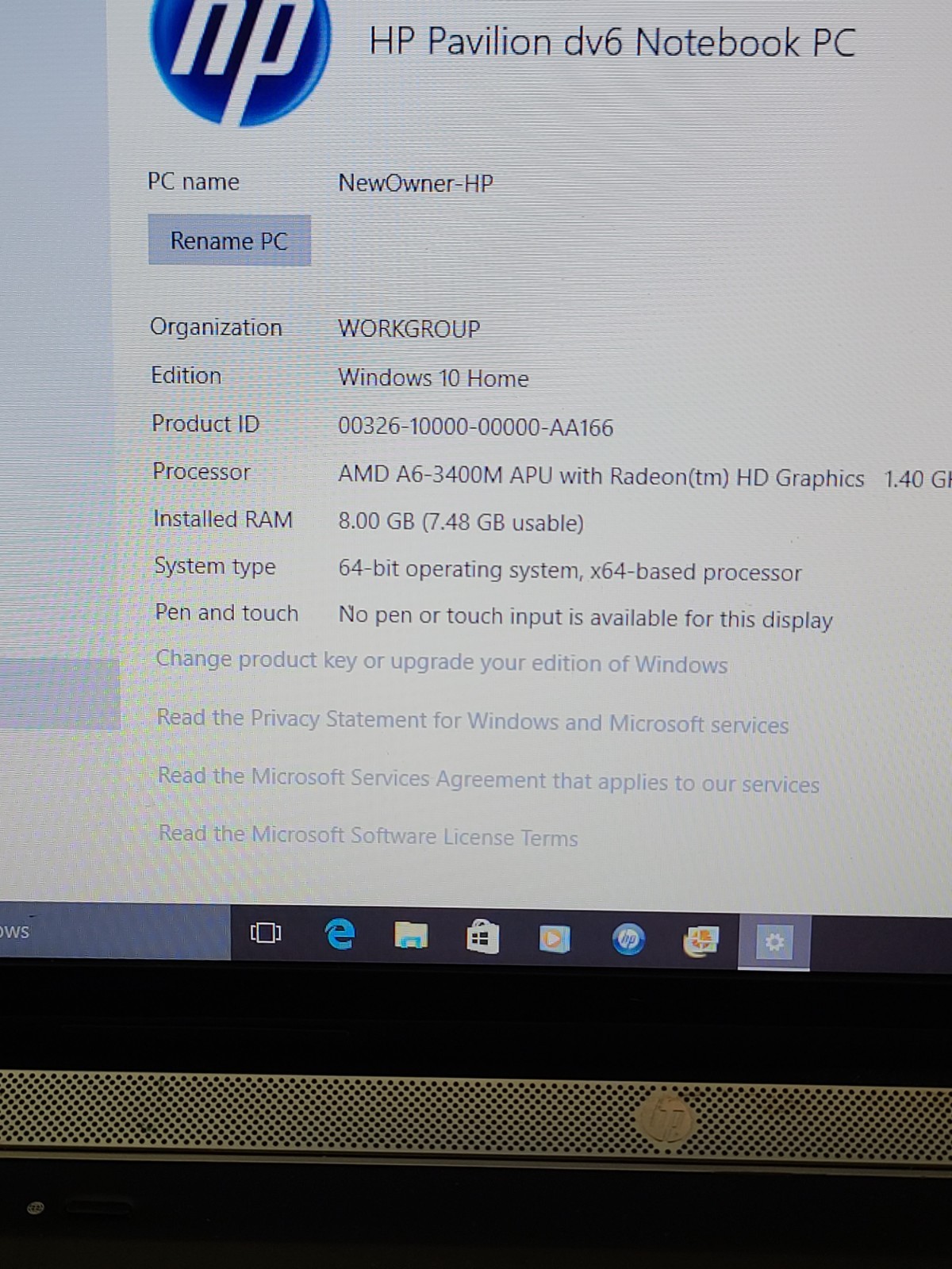 HP Pavilion DV6-1149wm LW264UA#ABA- Windows 10 Home