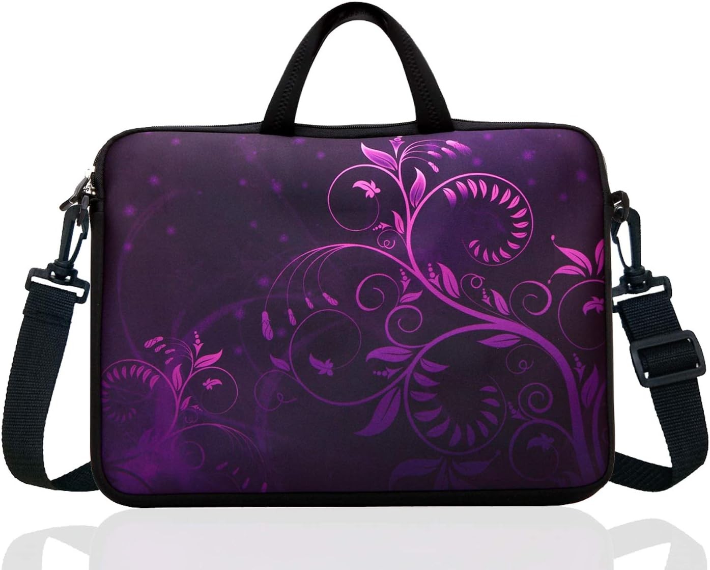 Purple Flower Neoprene Laptop Shoulder Messenger Bag Case Sleeve for 17-Inch Ace
