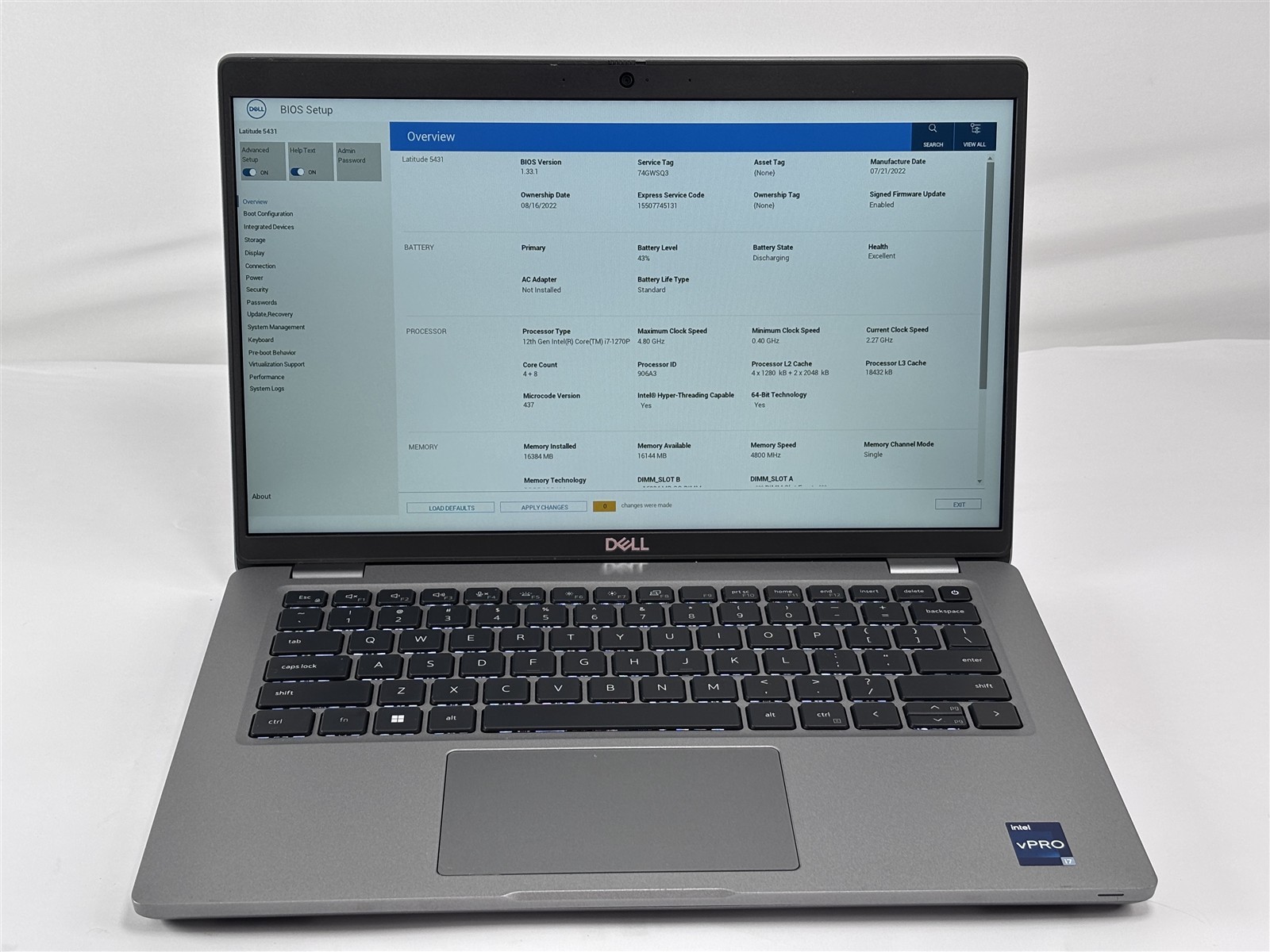 Dell Latitude 5431 14″ Core i7-1270P 2.2GHz 16GB 256GB SSD Intel Iris Xe