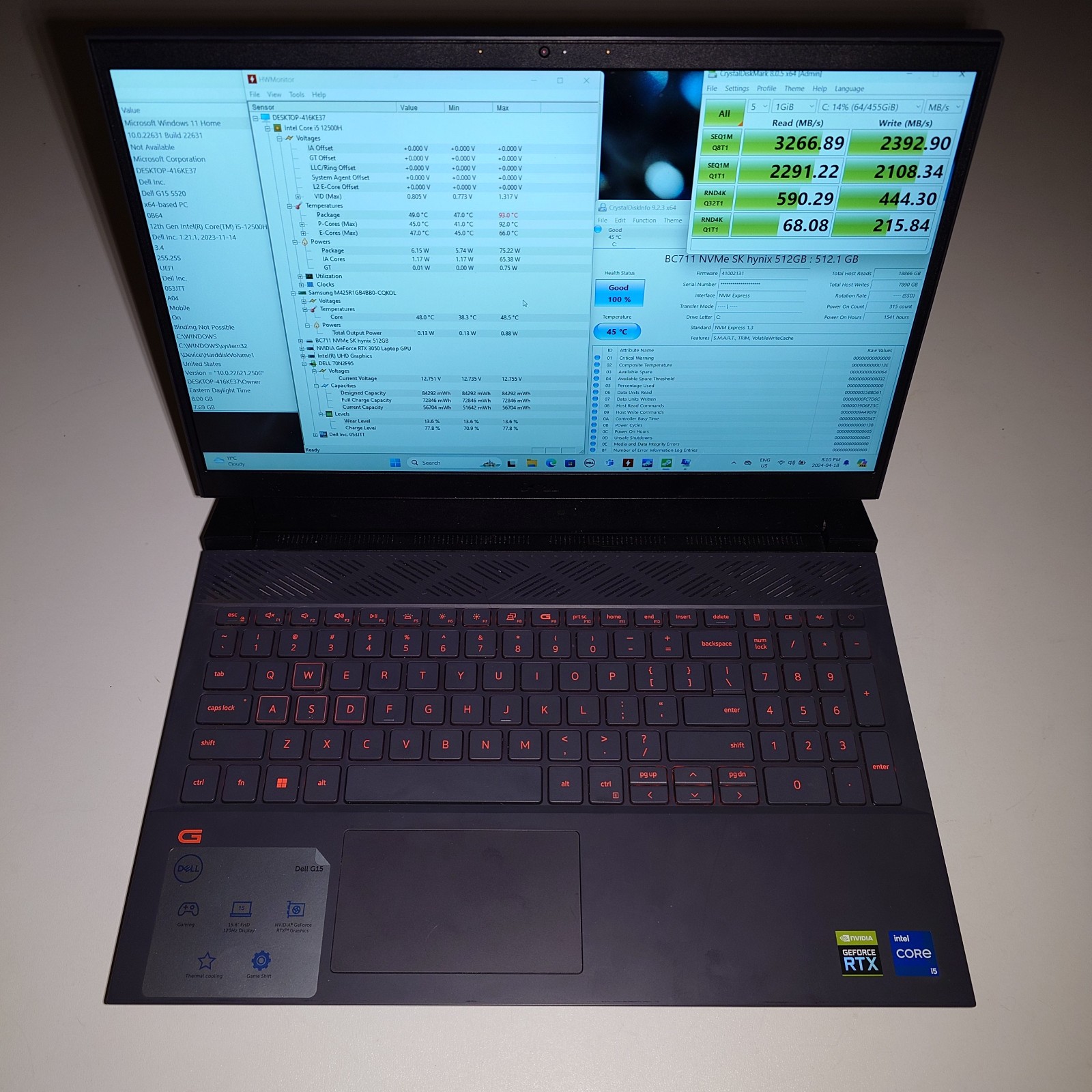 Dell G15 5520 / i5-12500H (12th Gen) / RTX 3050 / 120Hz / 512GB