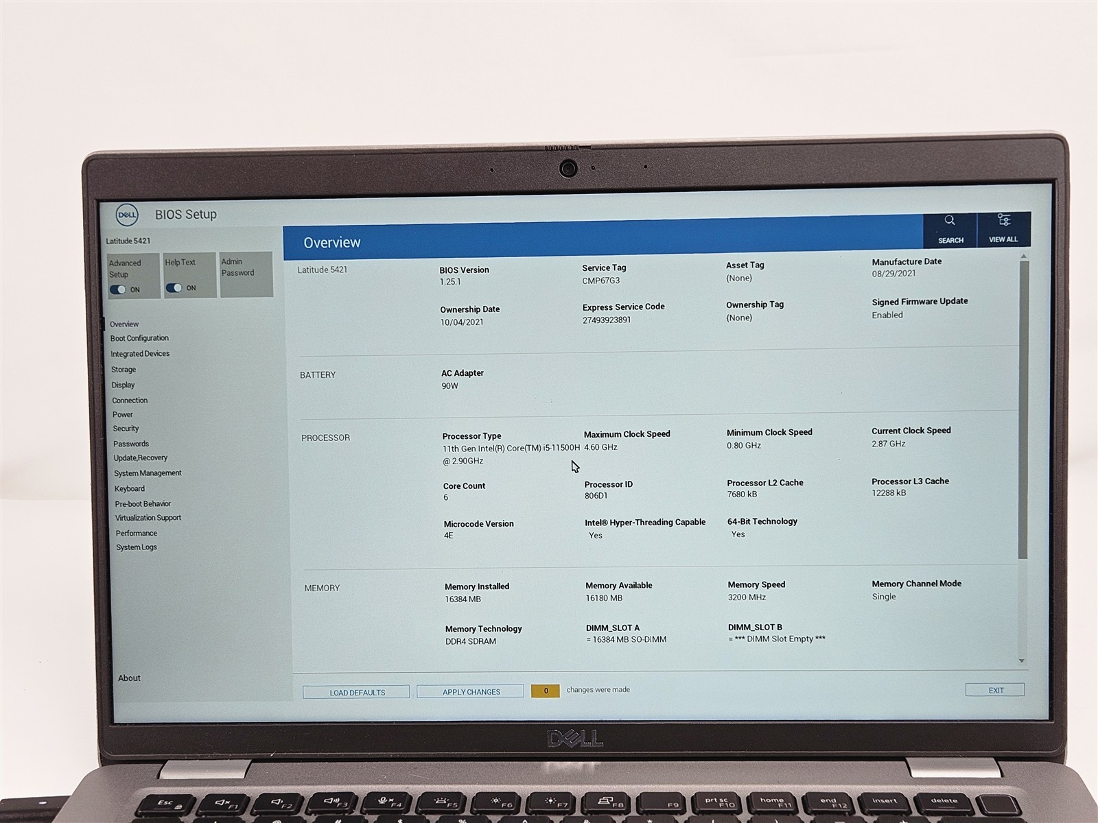 Dell Latitude 5421 i5-11500H 16GB RAM 256GB SSD 14″ No OS Gray