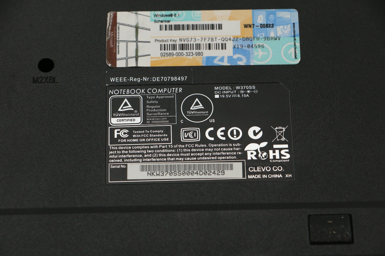 Laptop Notebook XMG Schenker Clevo A704 / W370SS CPU Intel Core i7 / LPBB244