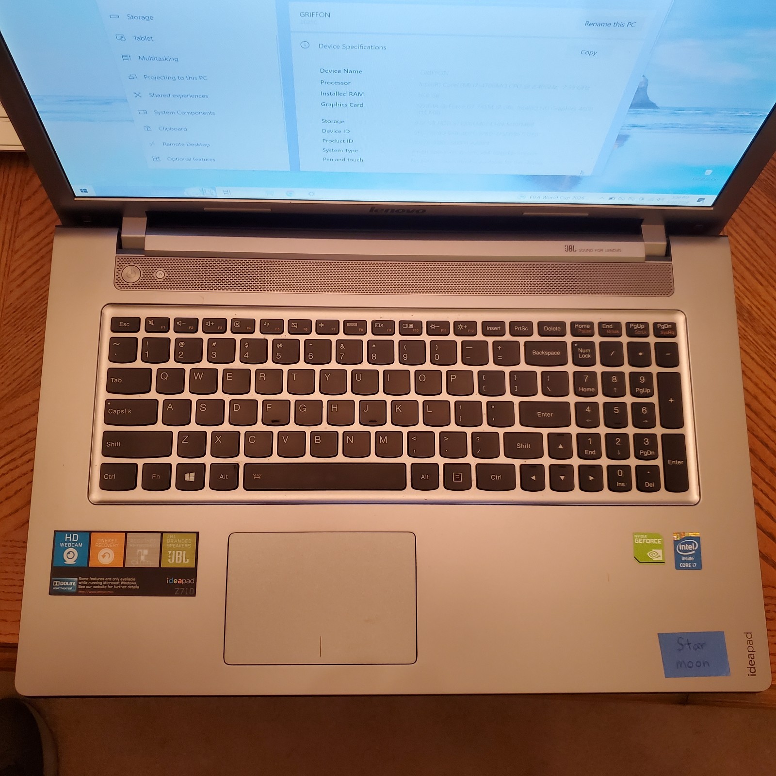 Lenovo Ideapad Z710 i7 17.3″ NIVIDIA GeForce GT 745M 16GB RAM 1 TB SSD Win 10