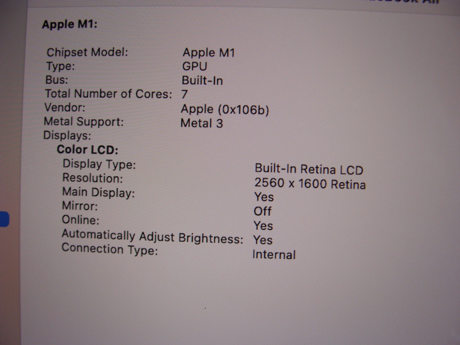 Apple MacBook Air A2337 13.3″ M1 (2020) 8CPU/7GPU 8GB 128GB MGN63LL/A +Charger