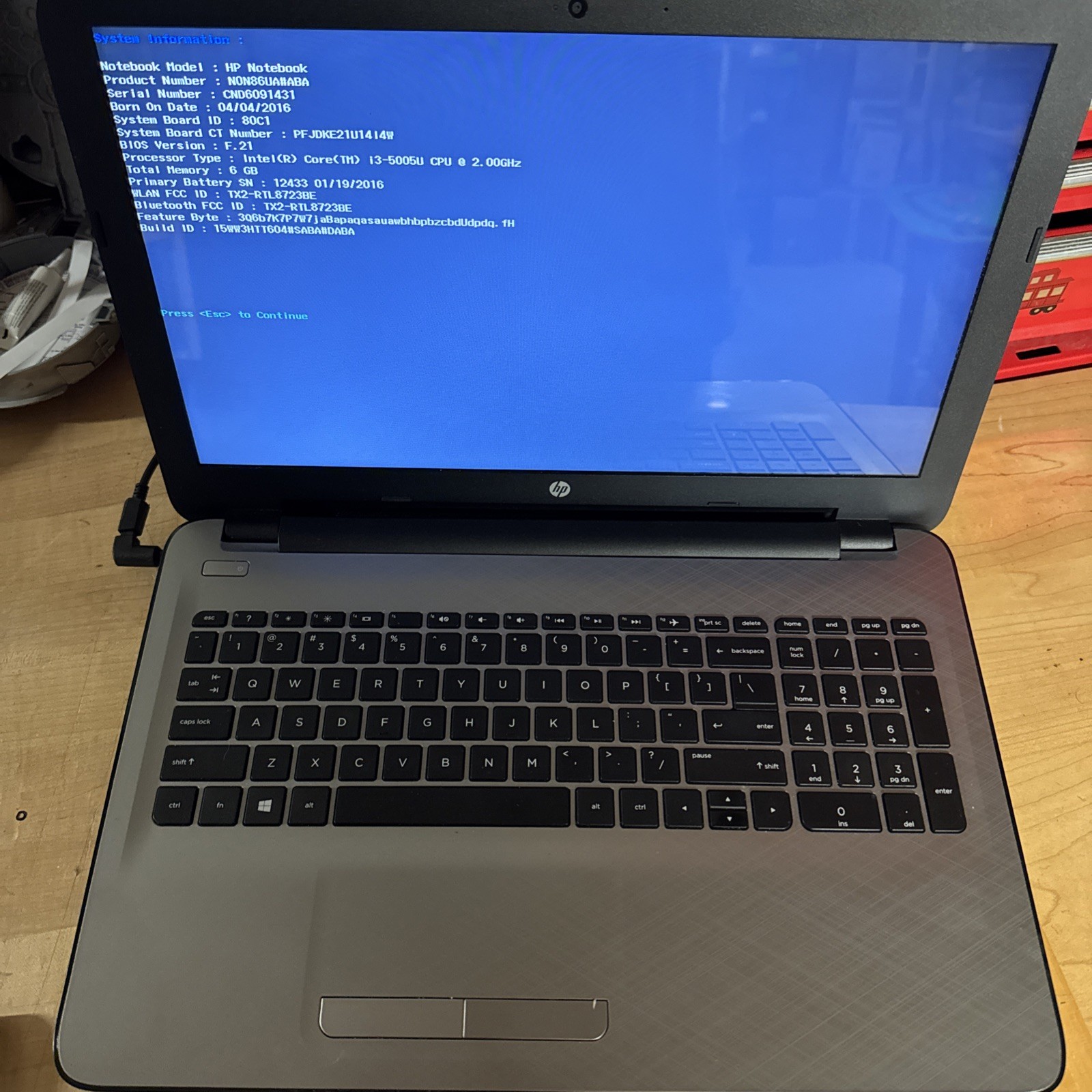 HP 15-ac163nr 15″ Notebook – Intel i3-5005U @ 2.00GHz, 6GB Ram, NO HD