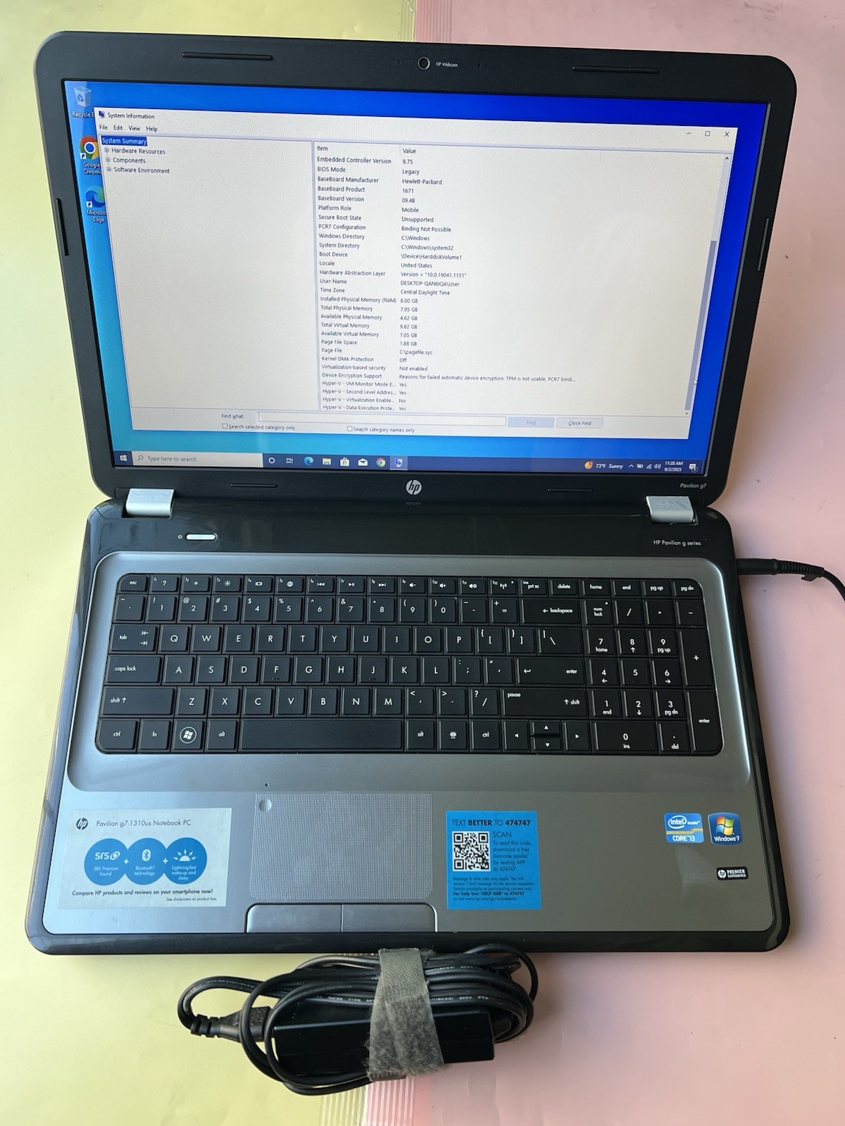 17″ HP Pavilion g7-1310us Core i3-2350M 8GB 128GB SSD WEBCAM BLUETOOTH 1600×900