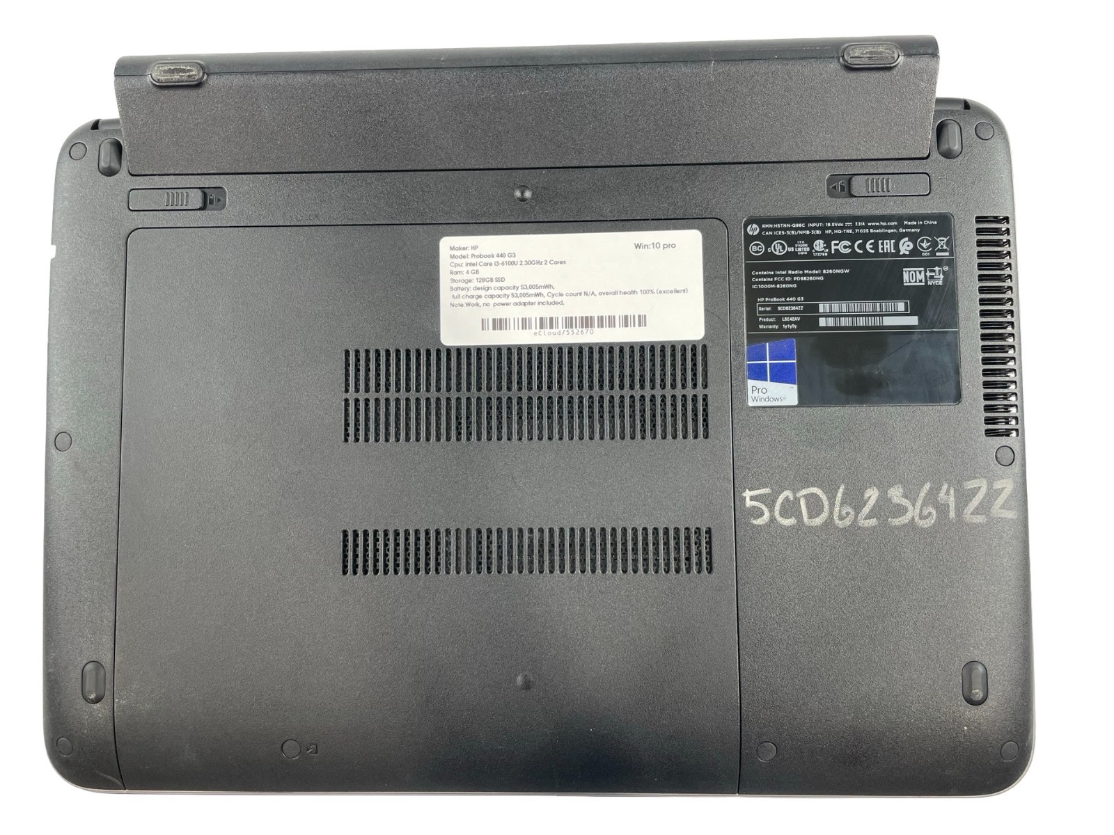 HP ProBook 440 G3 Core i3-6100U@2.30GHz 4GB RAM 128GB SSD Win. 10Pro Exlt. Bttry