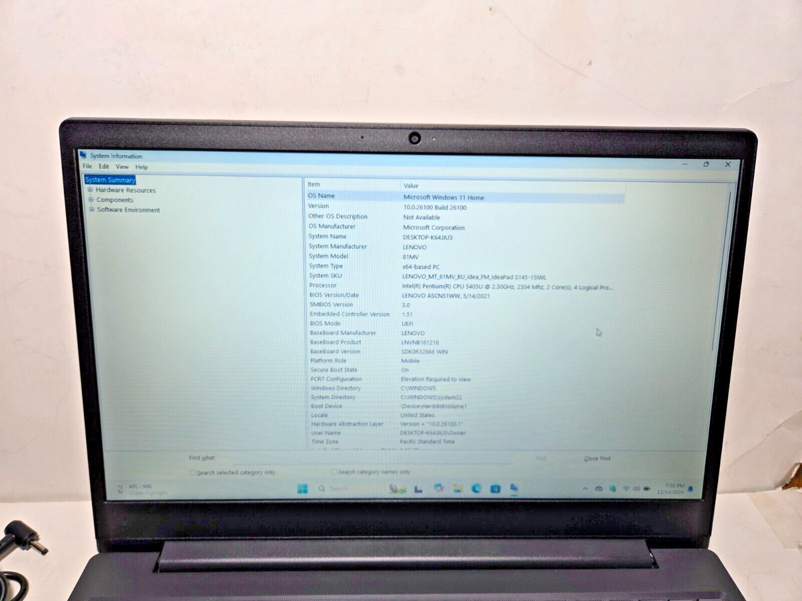 Lenovo IdeaPad S145-15IWL 15.6″ Intel Pentium 5405U 2.30GHz 8GB RAM 256GB SSD