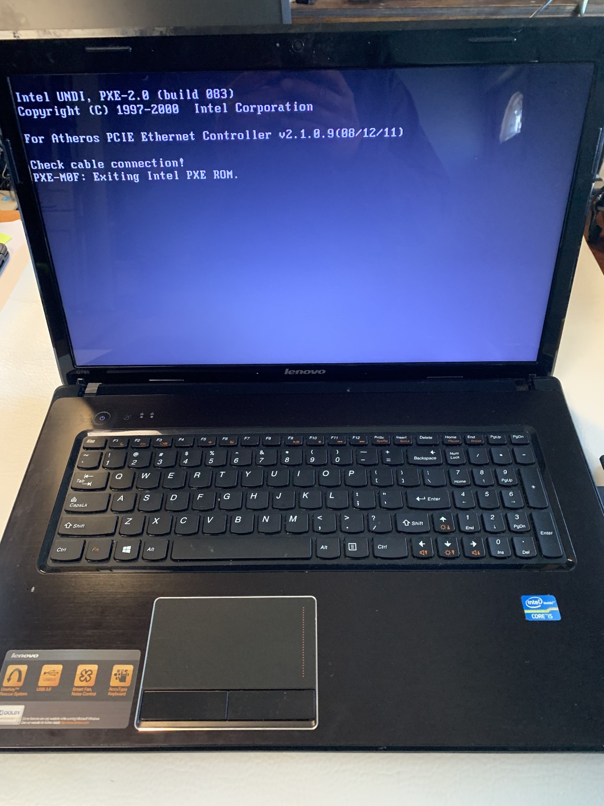 Lenovo G780 Model 20138 No Hard Drive 8 GB RAM DVD Drive 17″