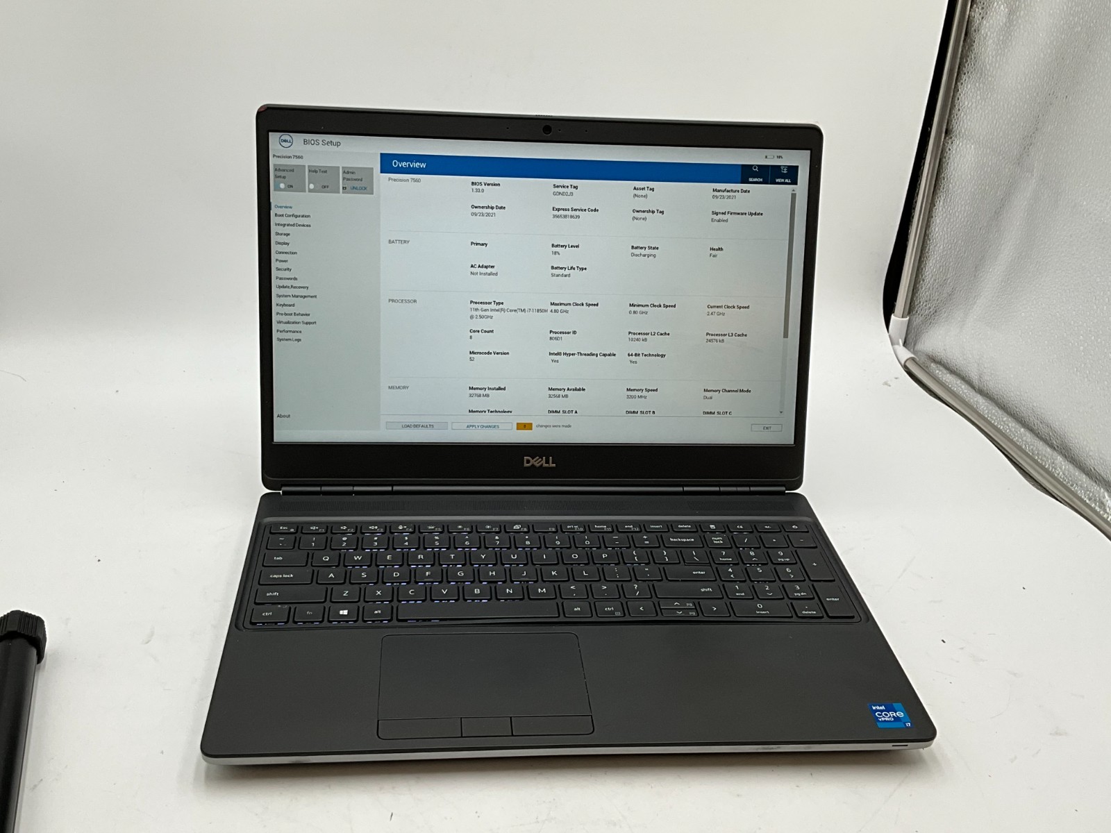DELL Precision 7560 i7-11850H 2.5g 32GB 1TB T1200 15.6″ Win 11 LAPTOP GDND2J3