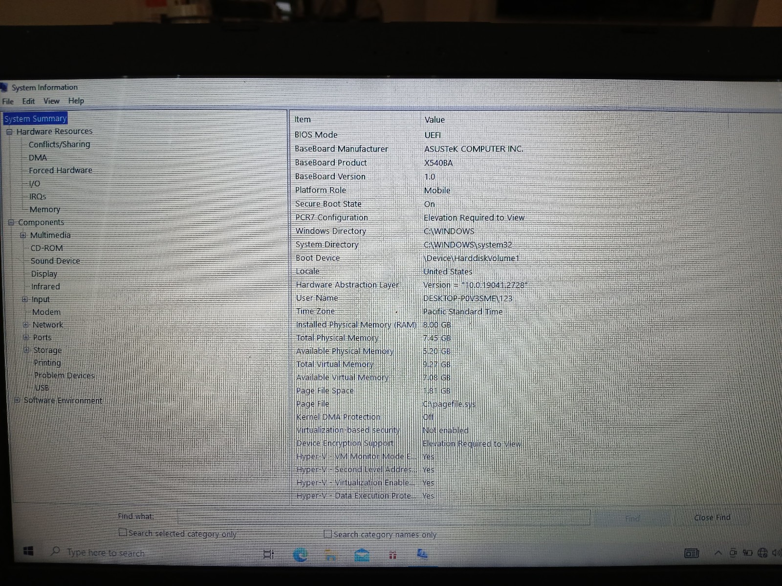 ASUS X540B – Please see picture for full details