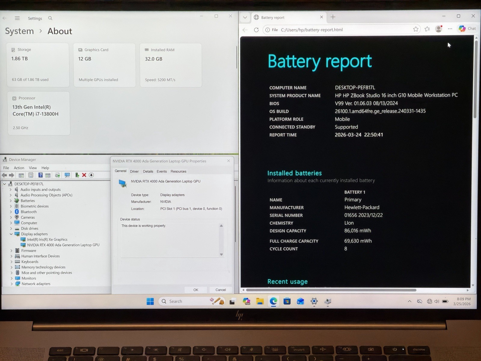 hp zbook studio g10 16” 2TB / 32GB RAM / RTX A4000 12GB
