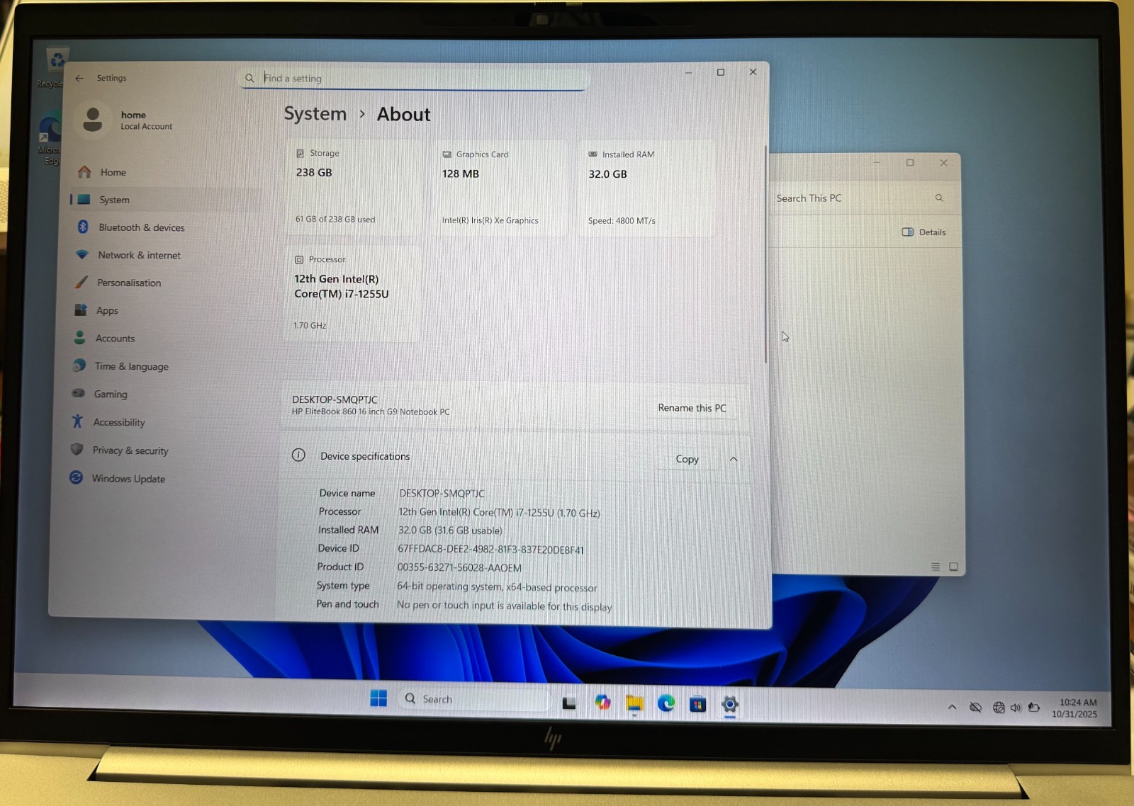 HP Elitebook G9 16″i7 i7-1255u 32GB 256GB laptop – Warranty