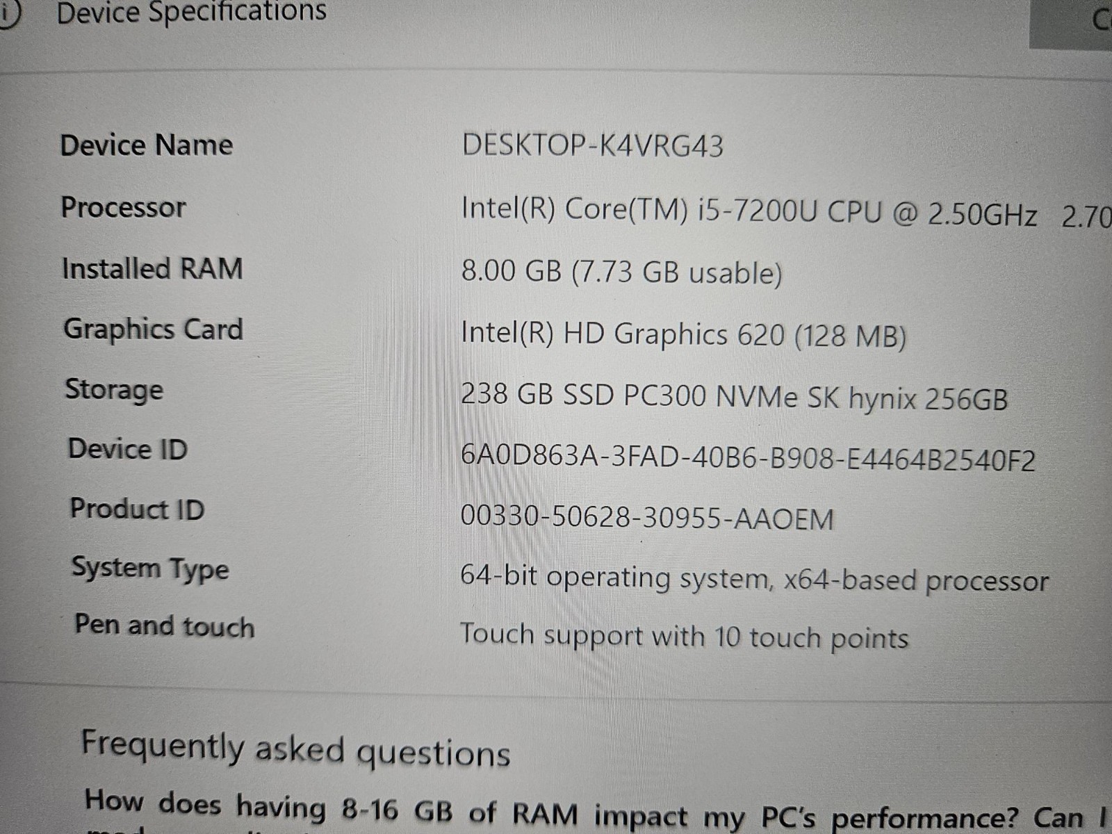 Dell XPS 13 9360, Intel Core i5-7200U @ 2.5GHz, 8GB RAM, 256GB SSD, Win 10 Pro