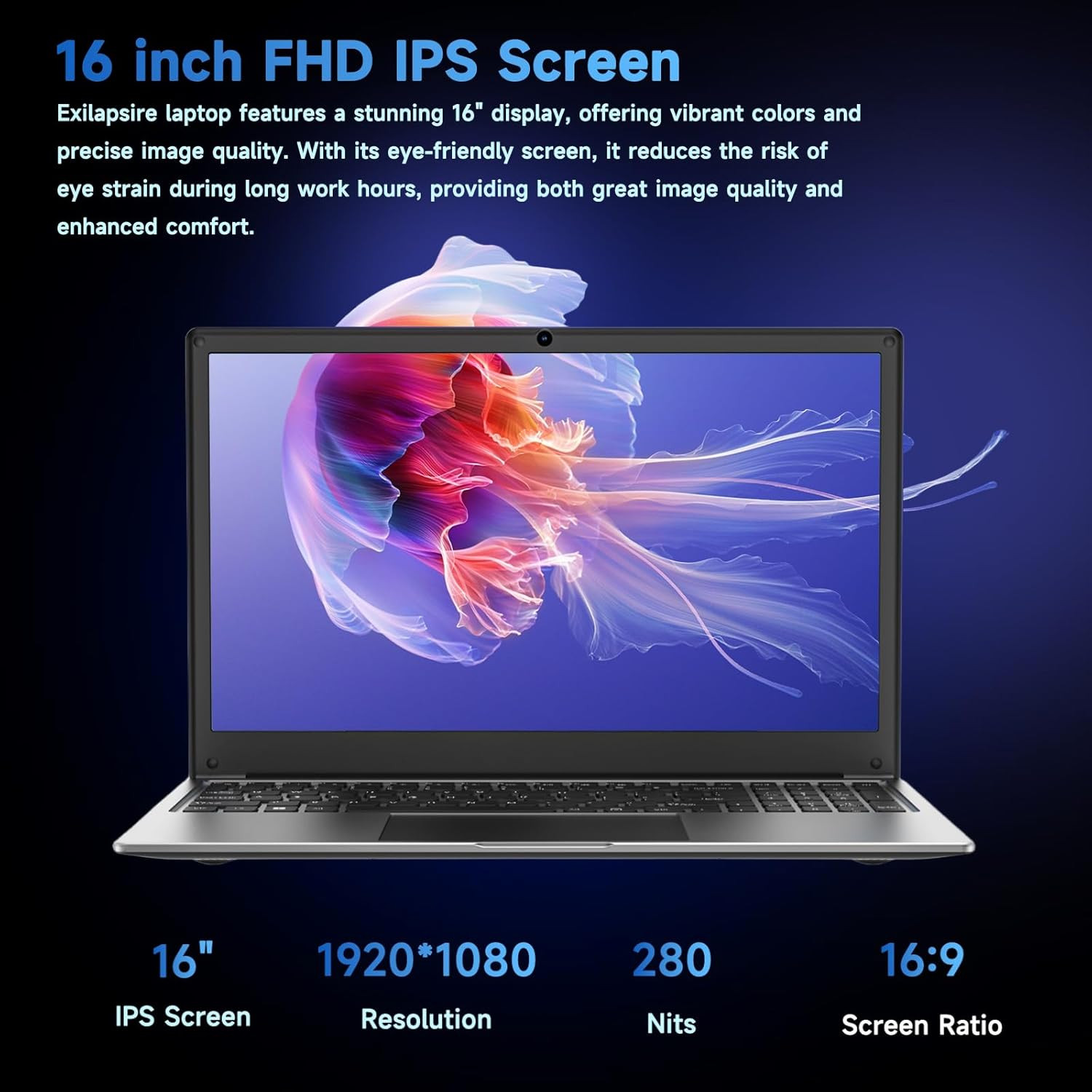 16 Inch Laptop Computer,8Gb RAM 256GB SSD Storage Laptop Pc,With AMD A9 Processo