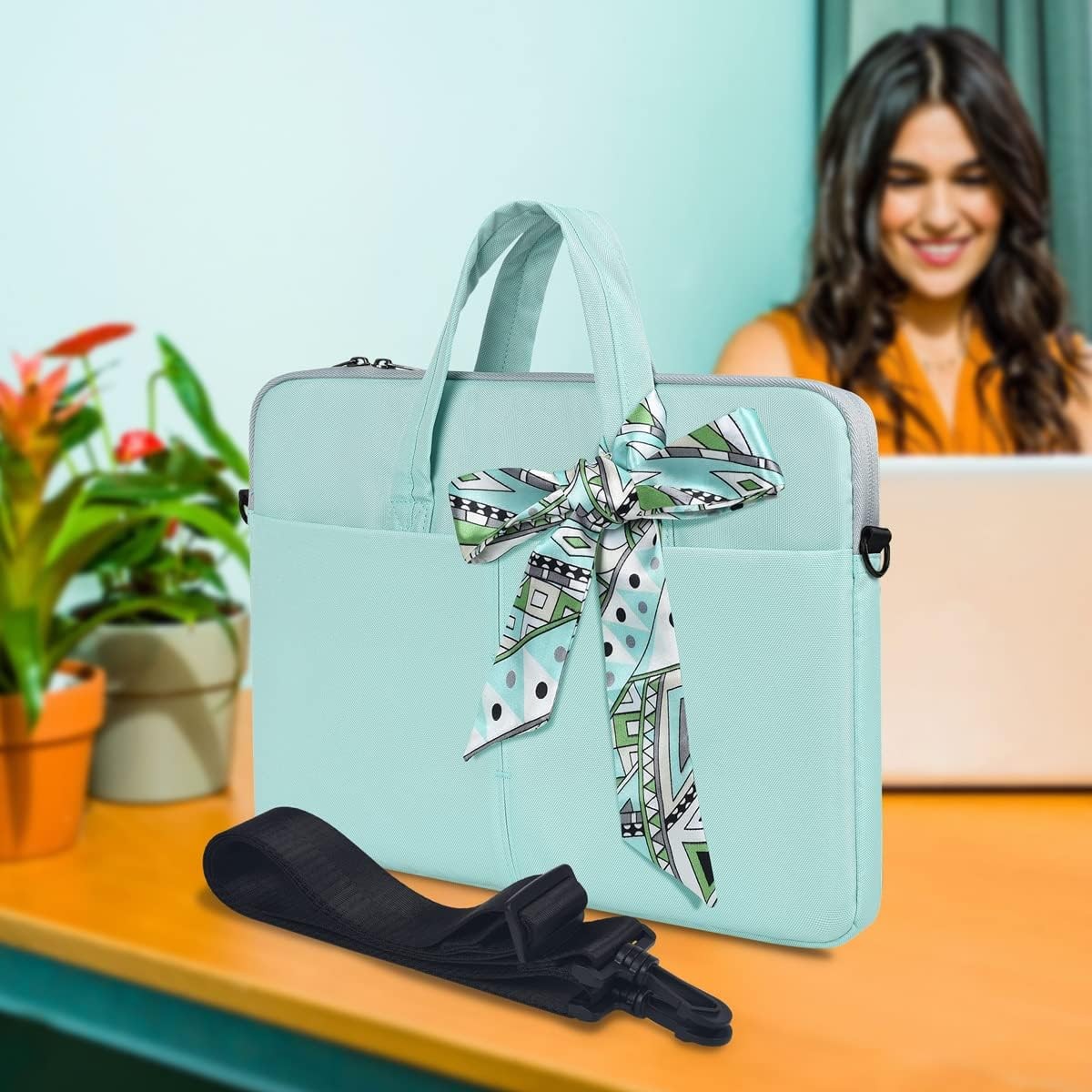 Mint Green Shoulder Bag for 17.3 Inch Laptops – Compatible with HP, Dell, Lenovo