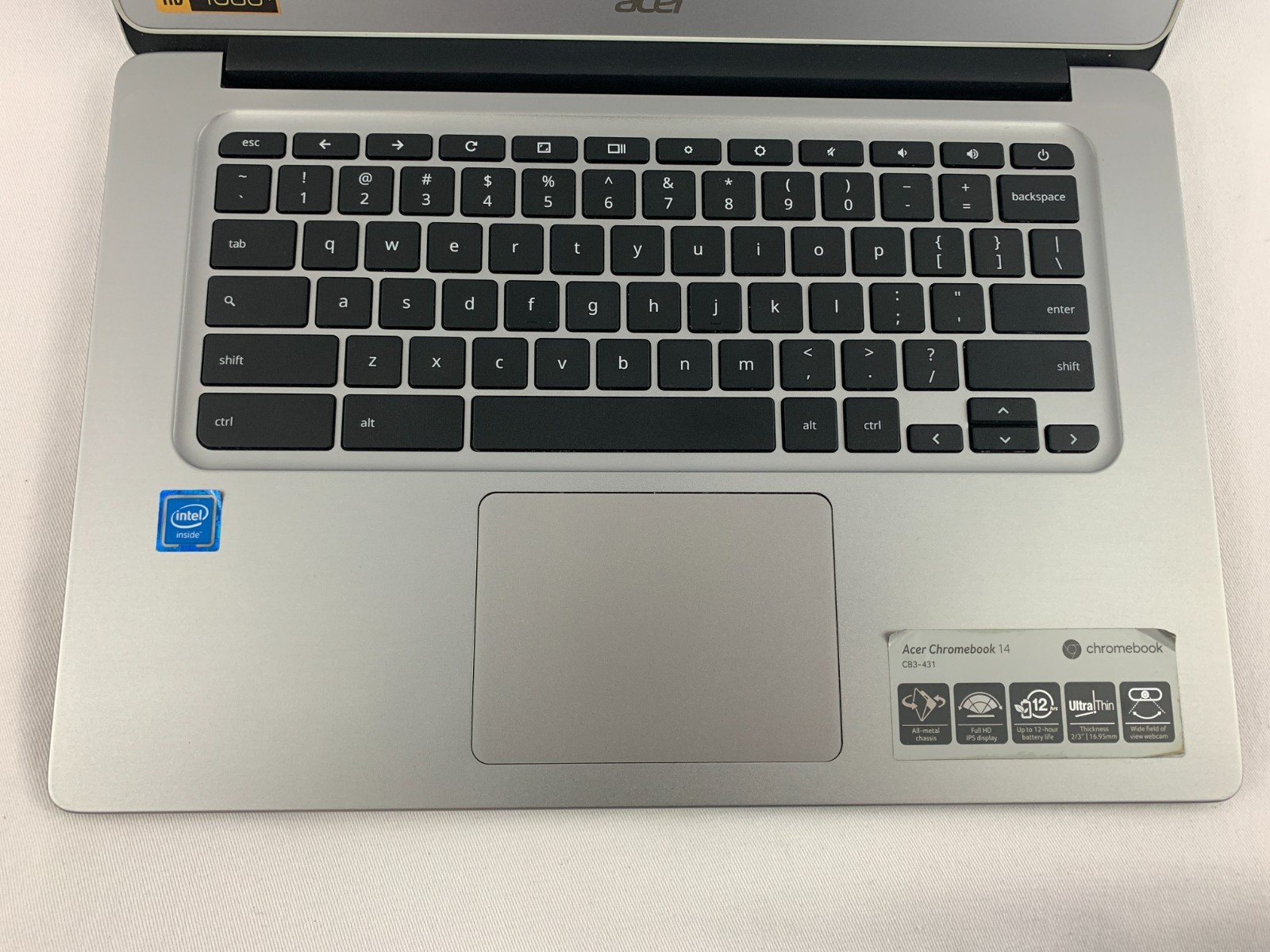 Acer CB3-431 Chromebook, Intel Celeron N3160 1.6GHz, 4GB RAM, 72% Battery