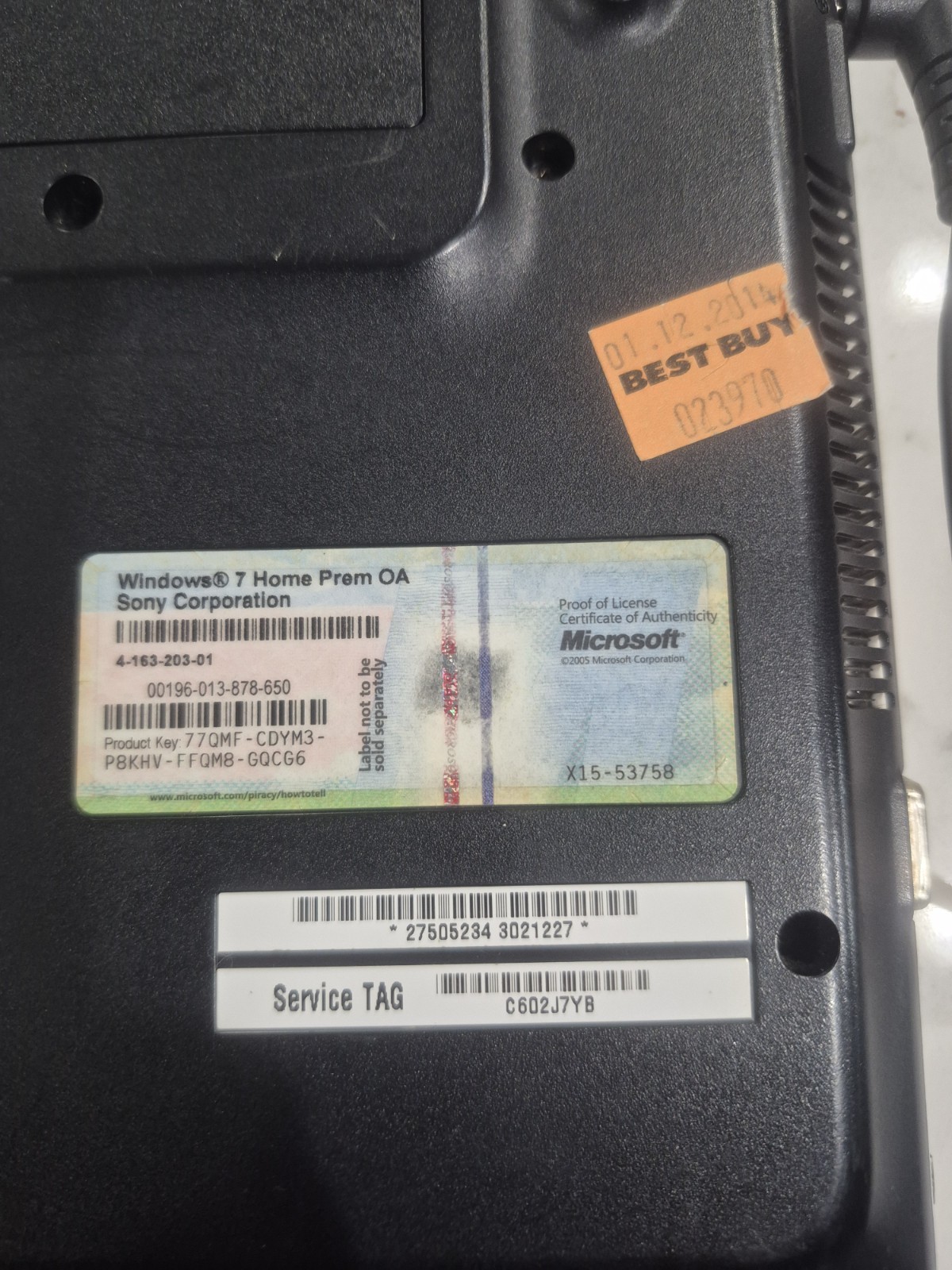 Sony Vaio VGN-NW242F Intel Core 2 Duo T6600 2.2GHz 4 GB NO HDD