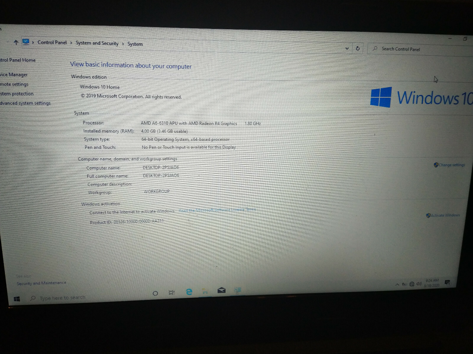Lenovo IdeaPad G50-45 15.6in. 1TB HDD 4GB RAM AMD A6-6310 W/ Radeon R4 Graphics